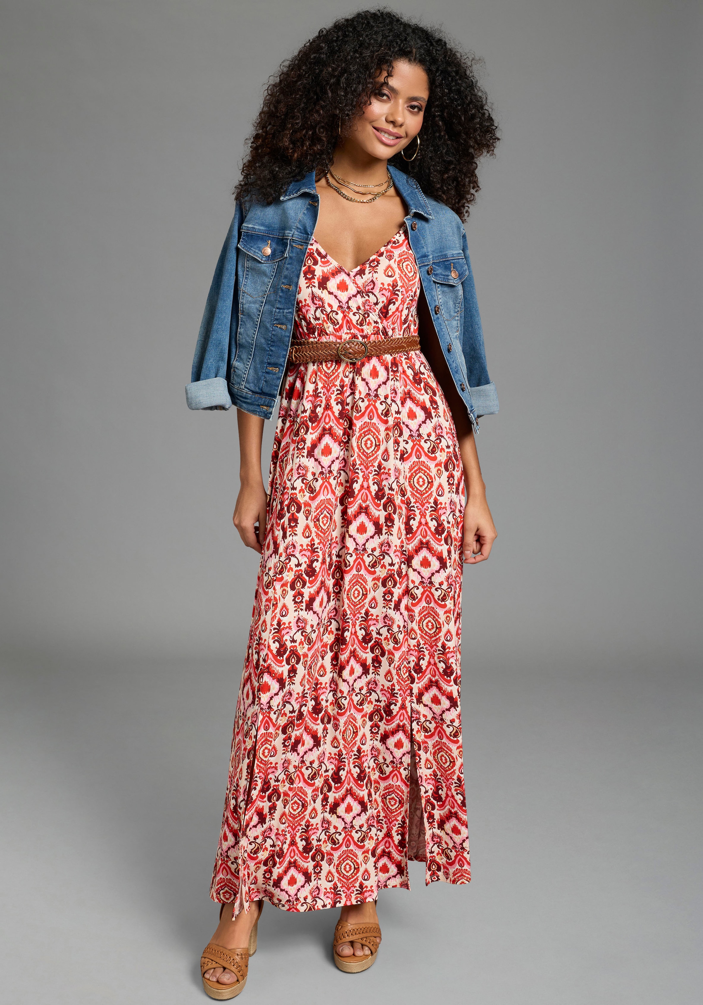 Laura Scott Robe d'été für sommerliche Anlässe, aus Viskose und Elasthan, gemustert