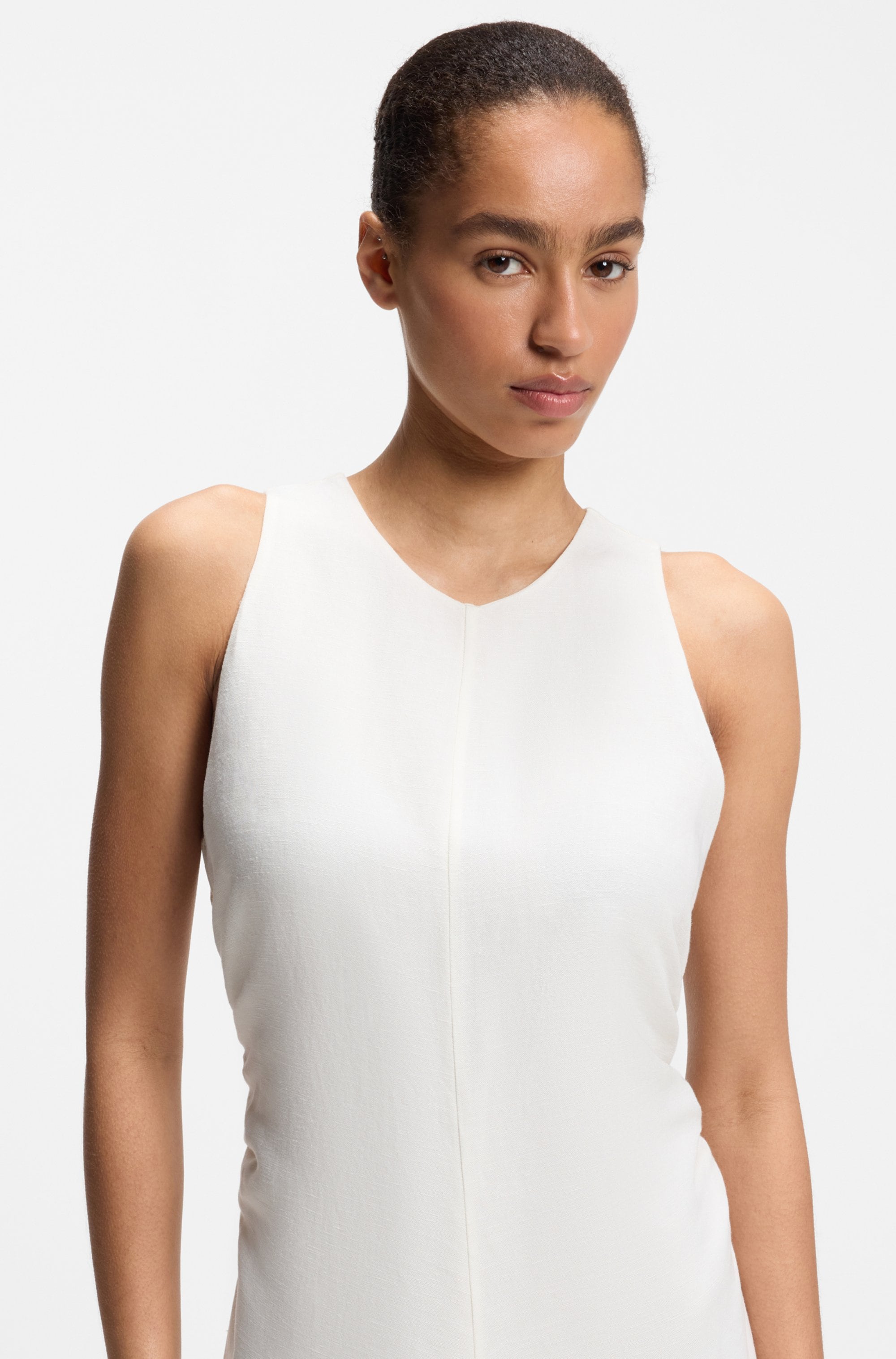 BOSS ORANGE Robe d'été »Delinna Premium Damenmode« aus softem Leinen-Mix