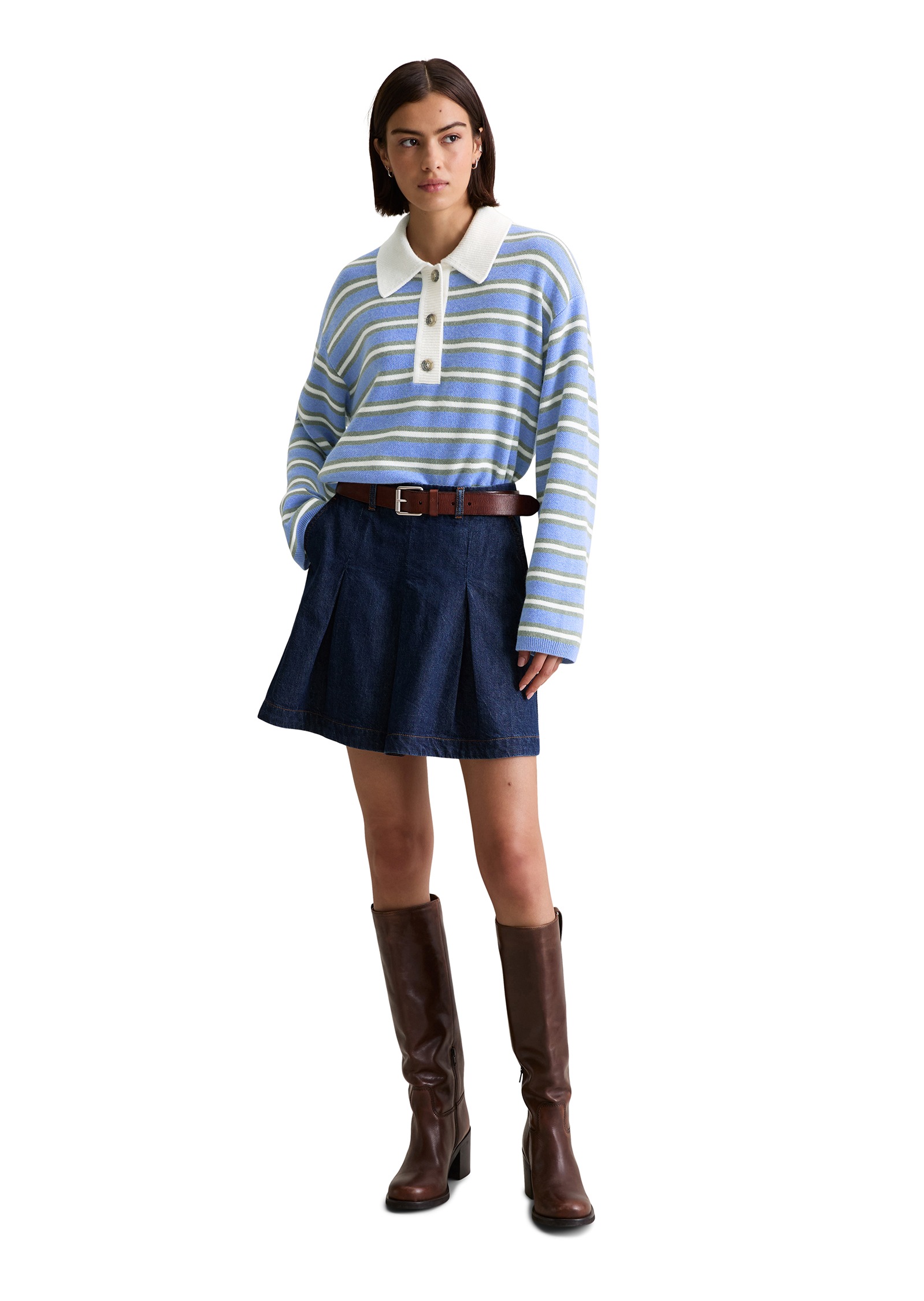 Marc O'Polo DENIM Pull en tricot regular fit aus softem Schurwolle-Viskose-Mix, gestreift