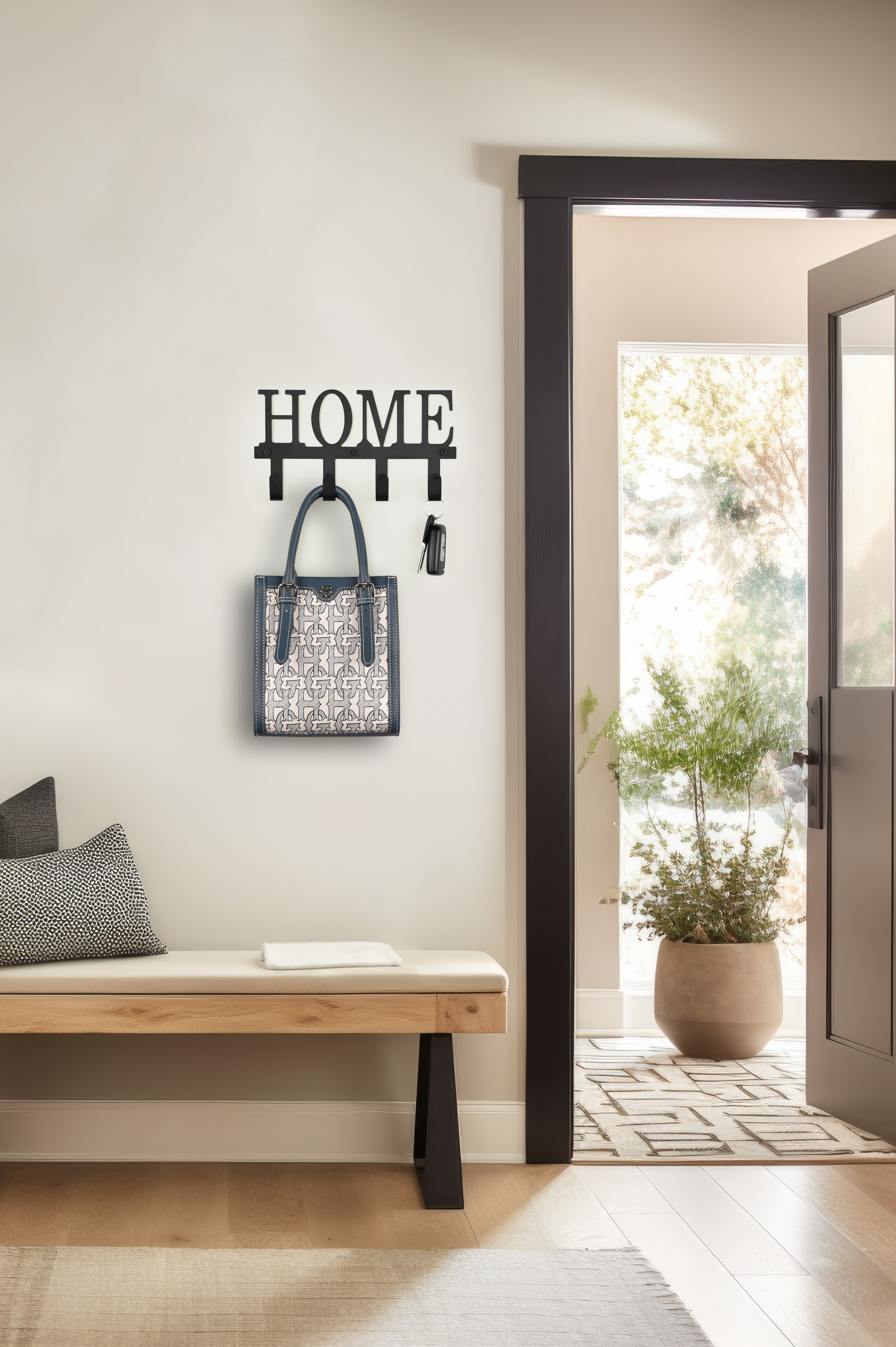 MIRRORS AND MORE Porte-manteau »Nelly« 1 cuis tlg. Inscription Home avec 4 crochets