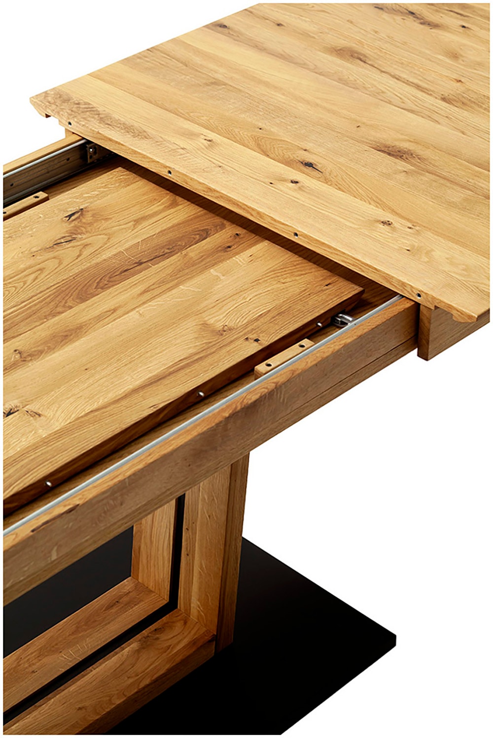MCA furniture Table de salle à manger »Morena Säulentisch Komfort Tisch« Synchronauszug,ausziehbar,Wildeiche,massiv,geölt,XXL
