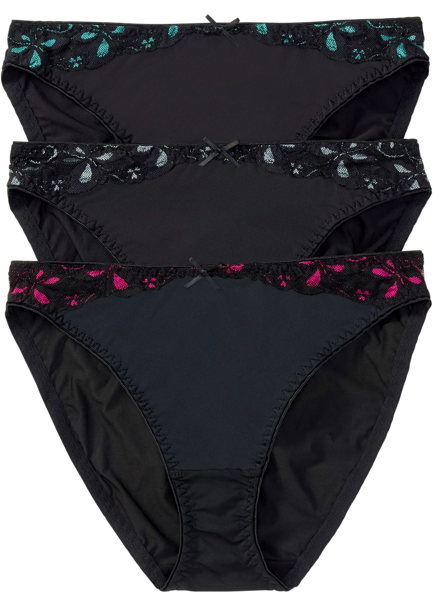 bonprix Slip »Slip mit Spitze (3er Pack)« Packung, 3 cuis mit zweifarbigem Stickereieinsatz, mit zarter Spitze, 3er Pack