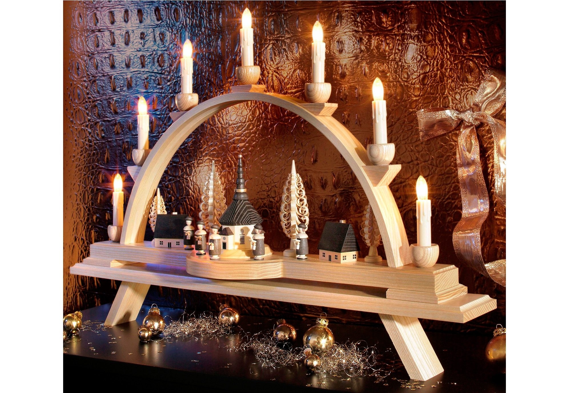 Albin Preissler Appui de fenêtre en arc de cercle »Bank für Weihnachtsdeko, Handwerkskunst aus dem Erzgebirge« aus Holz