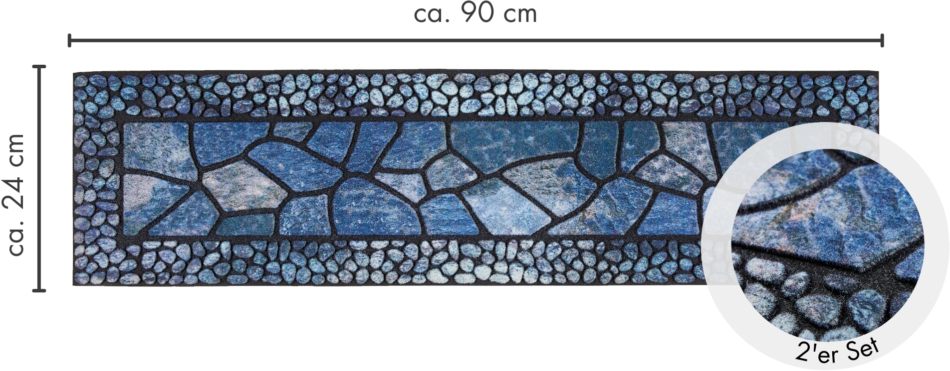 Andiamo Stufenmatte »Outdoor, 2er Set« rechteckig 6 mm Höhe Outdoor-Stufenmatten, Stein Motiv, Gartenbereich, Aussenbereich