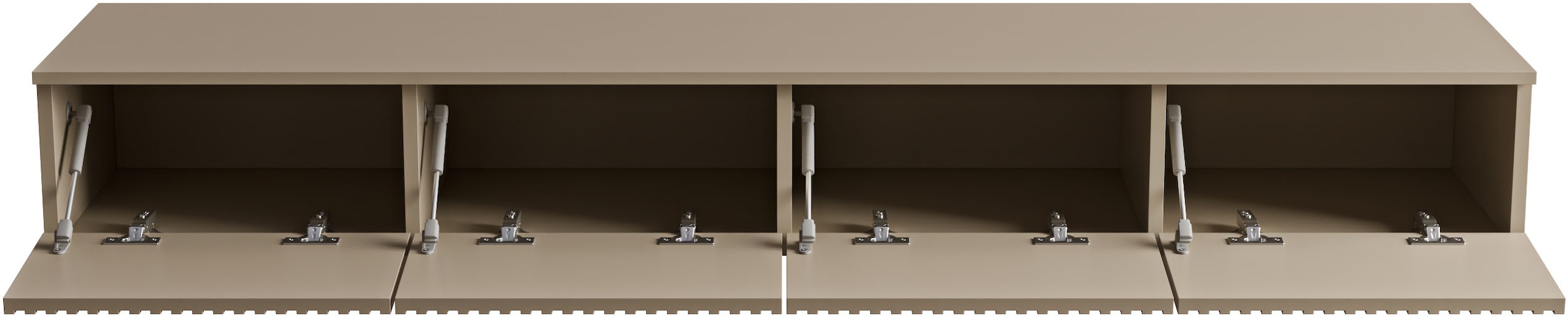 HBZ Table basse »Lowboard Lanai, hängend, mit moderner Rillenoptik« 1 cuis tlg. Largeur 180cm, revêtement mélaminé, ouverture par pression