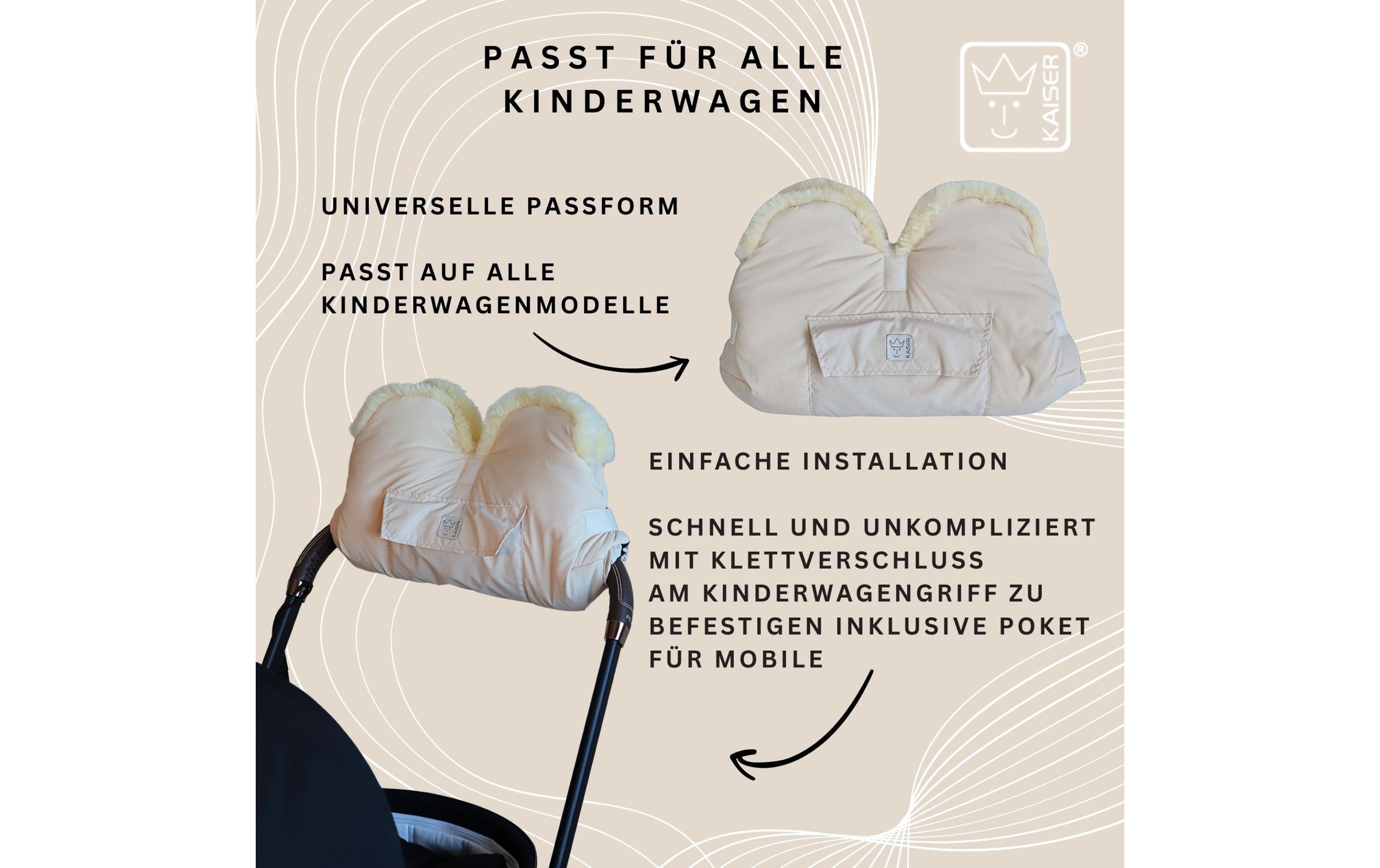 Kaiser Kinderwagen-Handwärmer »Lammfell Big Cream«