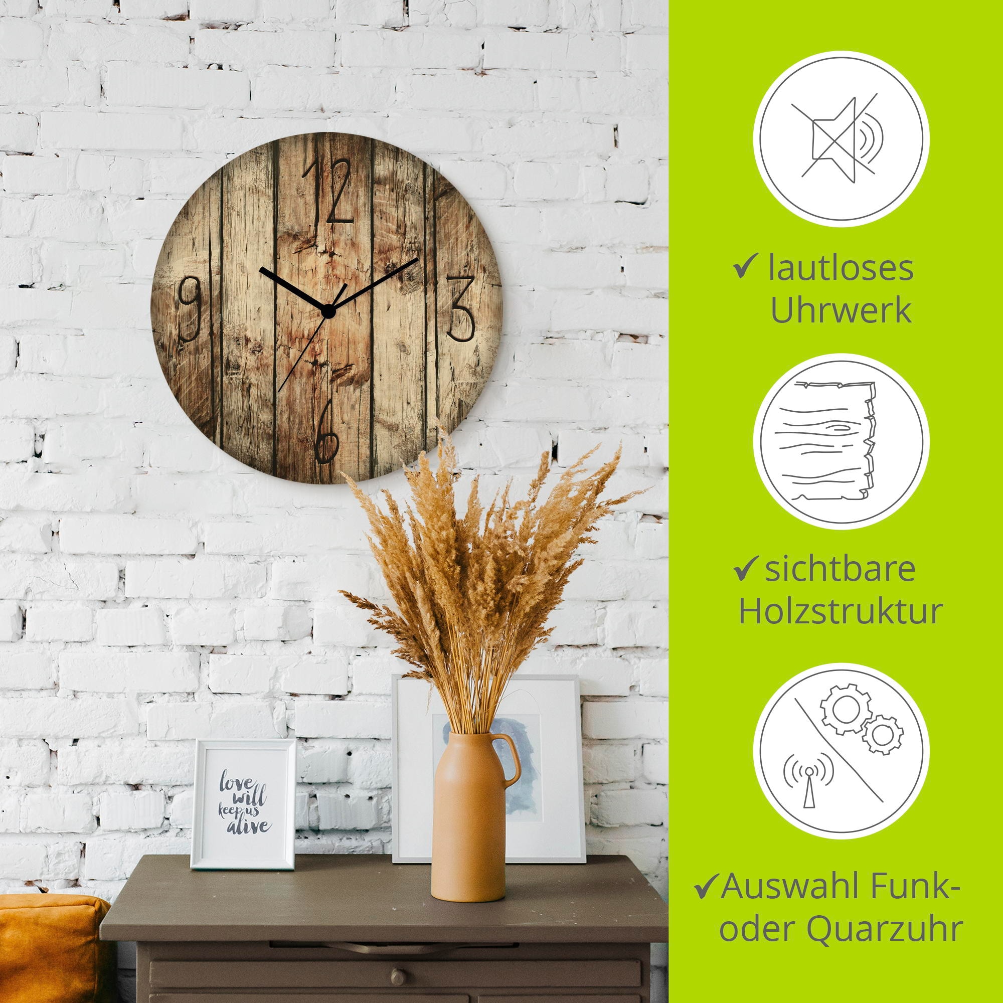 Artland Horloge murale »Chroniken der Natur« wahlweise mit Quarz- oder Funkuhrwerk, lautlos ohne Tickgeräusche