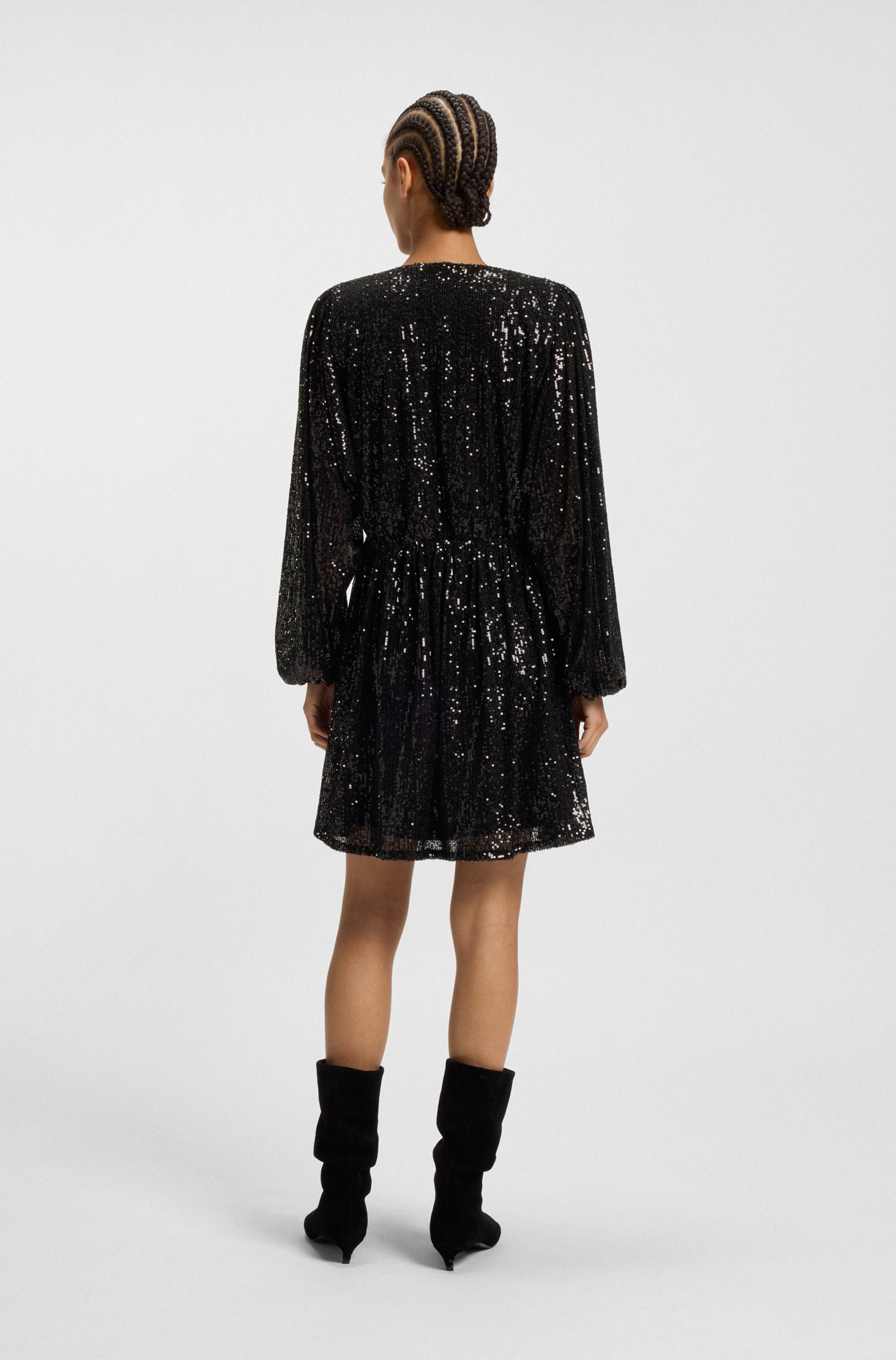 BOSS ORANGE Robe à paillettes »Dilloi Premium Damenmode« mit V-Ausschnitt, kurz geschnitten