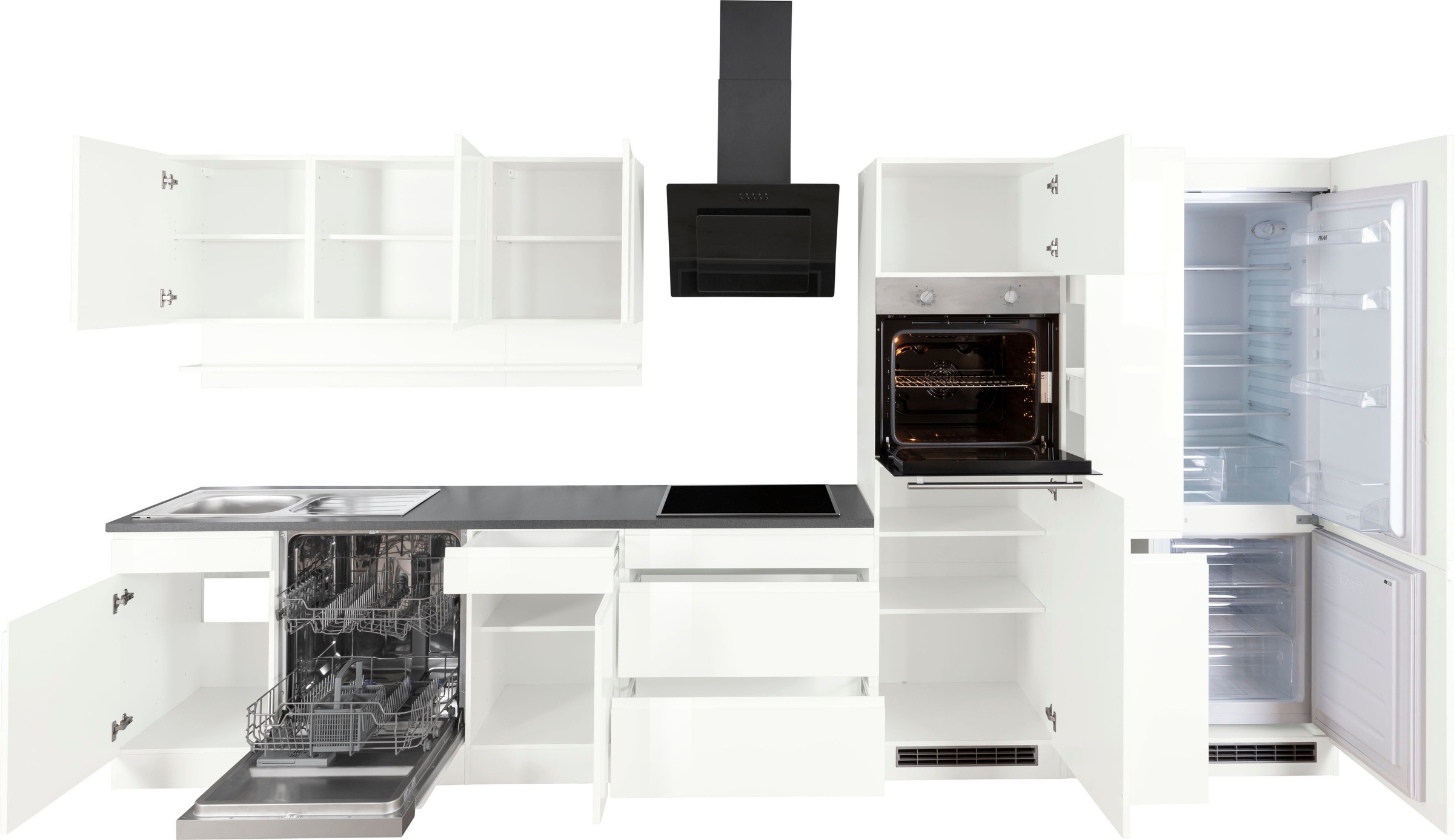 KOCHSTATION Kitchenette »KS-Virginia,neu in verbesserter Ausführung« largeur 390 cm, soft-close, sans appareils électriques