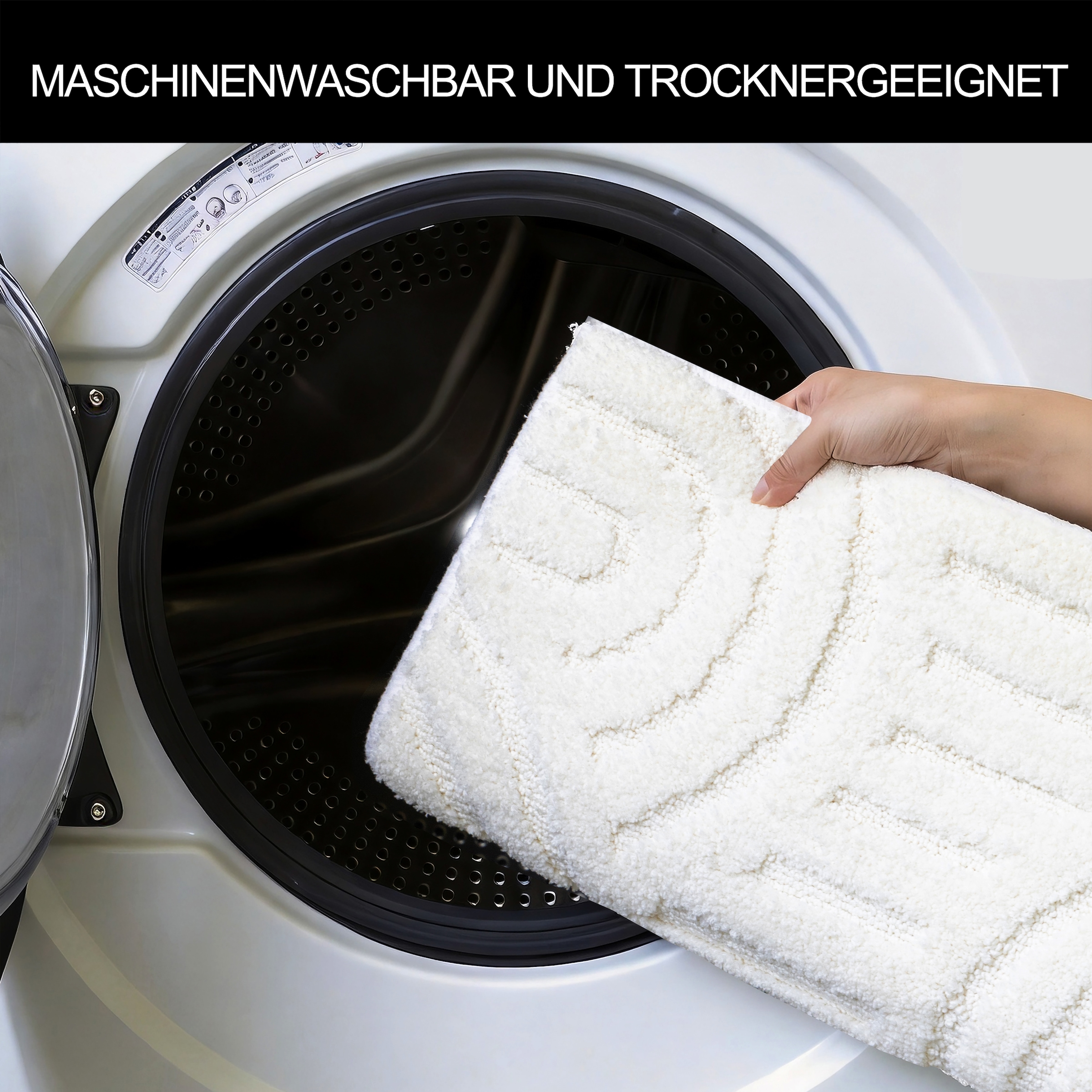 GOODproduct Tapis de bain »Regona Scandi, Badvorleger, Badezimmer Teppich, Duschvorleger« Höhe 10 mm revêtement antidérapant Résistant Tapis de bain, couleurs unies, effet relief, motif moderne, Zen