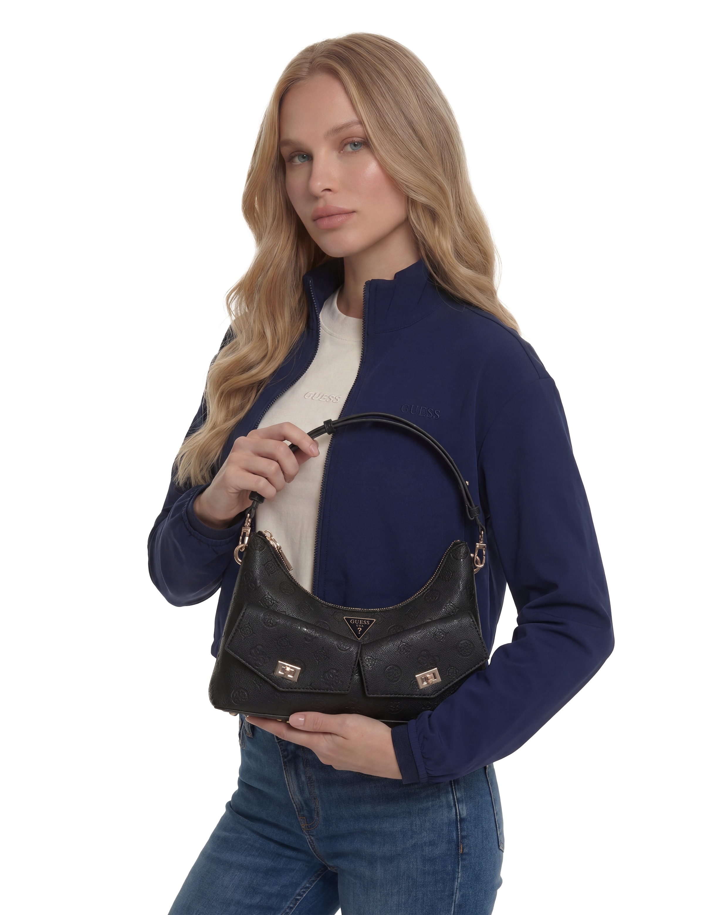 Guess Sac à bandoulière »BLAKE CNVRTBL SHOULDER BAG« Damen Henkeltasche, Umhängetasche mit Frontfächern