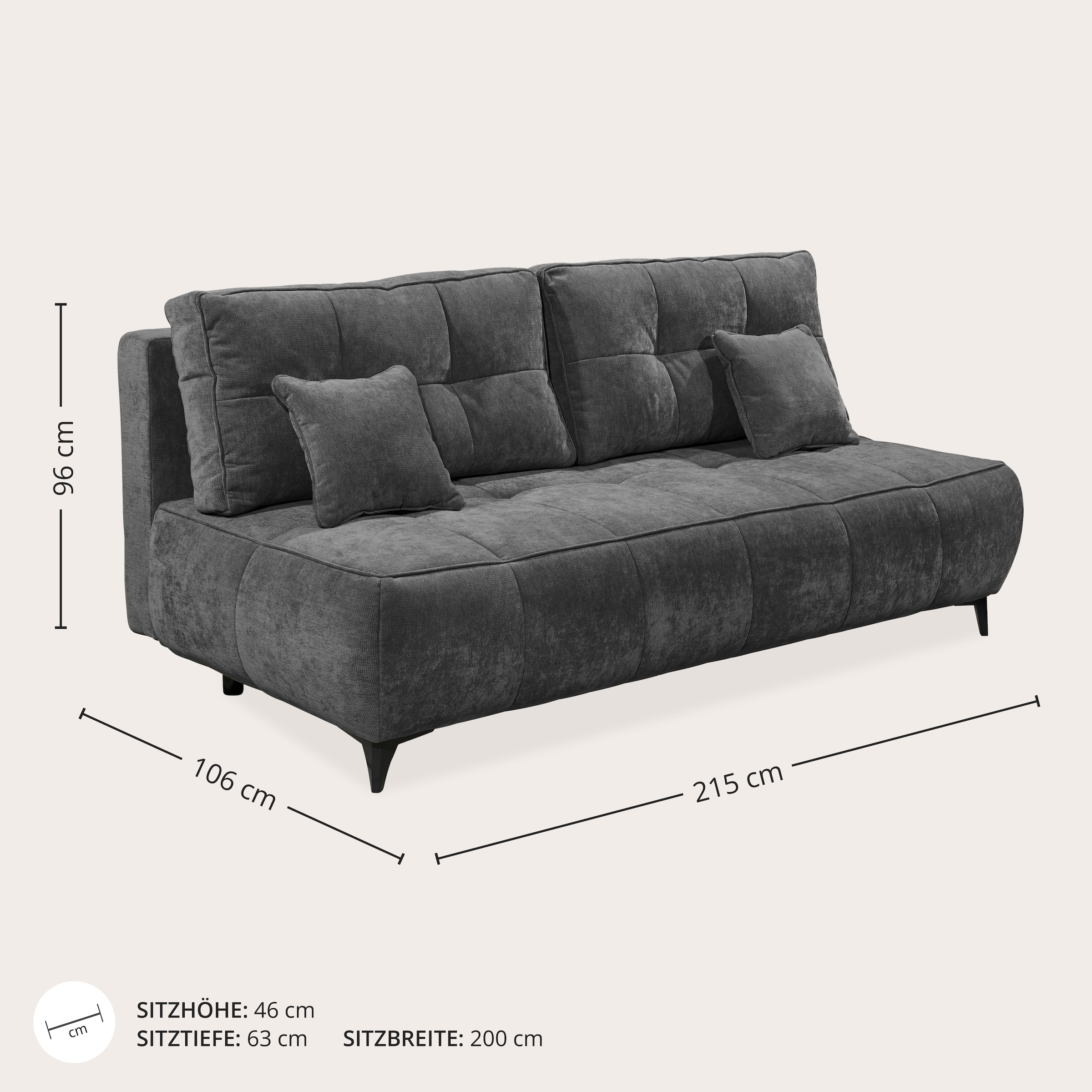 ED EXCITING DESIGN Schlafsofa »Elisa Liftbeschlag, Federkern, Bettfunktion und Bettkasten, B. 215cm«