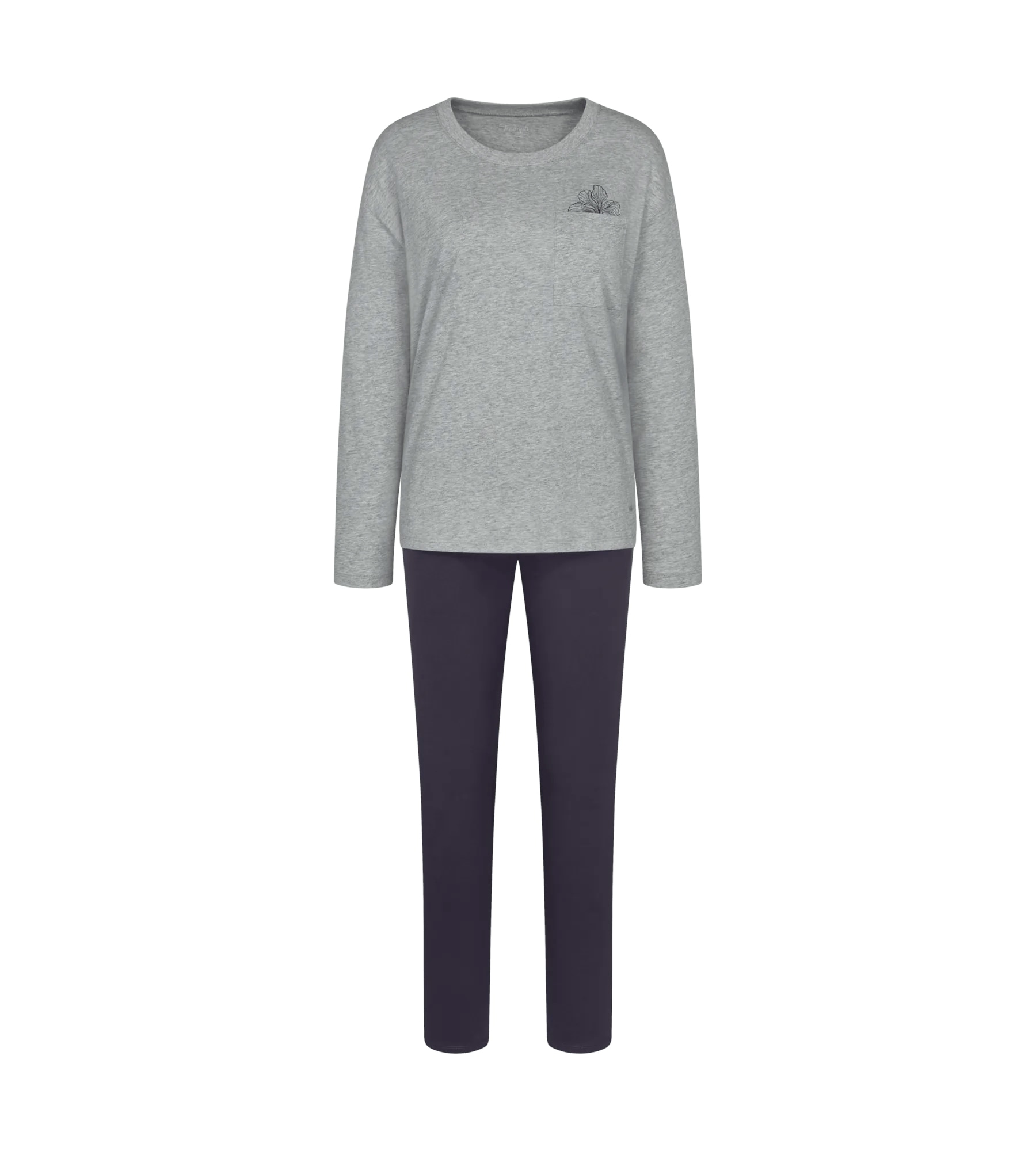 Triumph Pyjama broderie florale, poche poitrine, col rond, manches longues