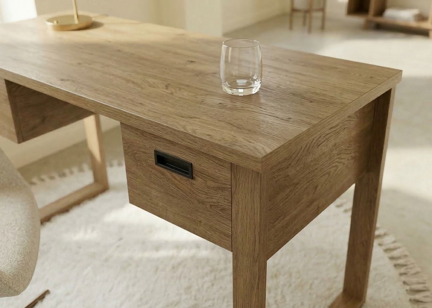 Jahnke Bureau »RIVA D 140« Bureau, espace de rangement, 2 portes, poignées en métal, aspect chêne, largeur : 140 cm