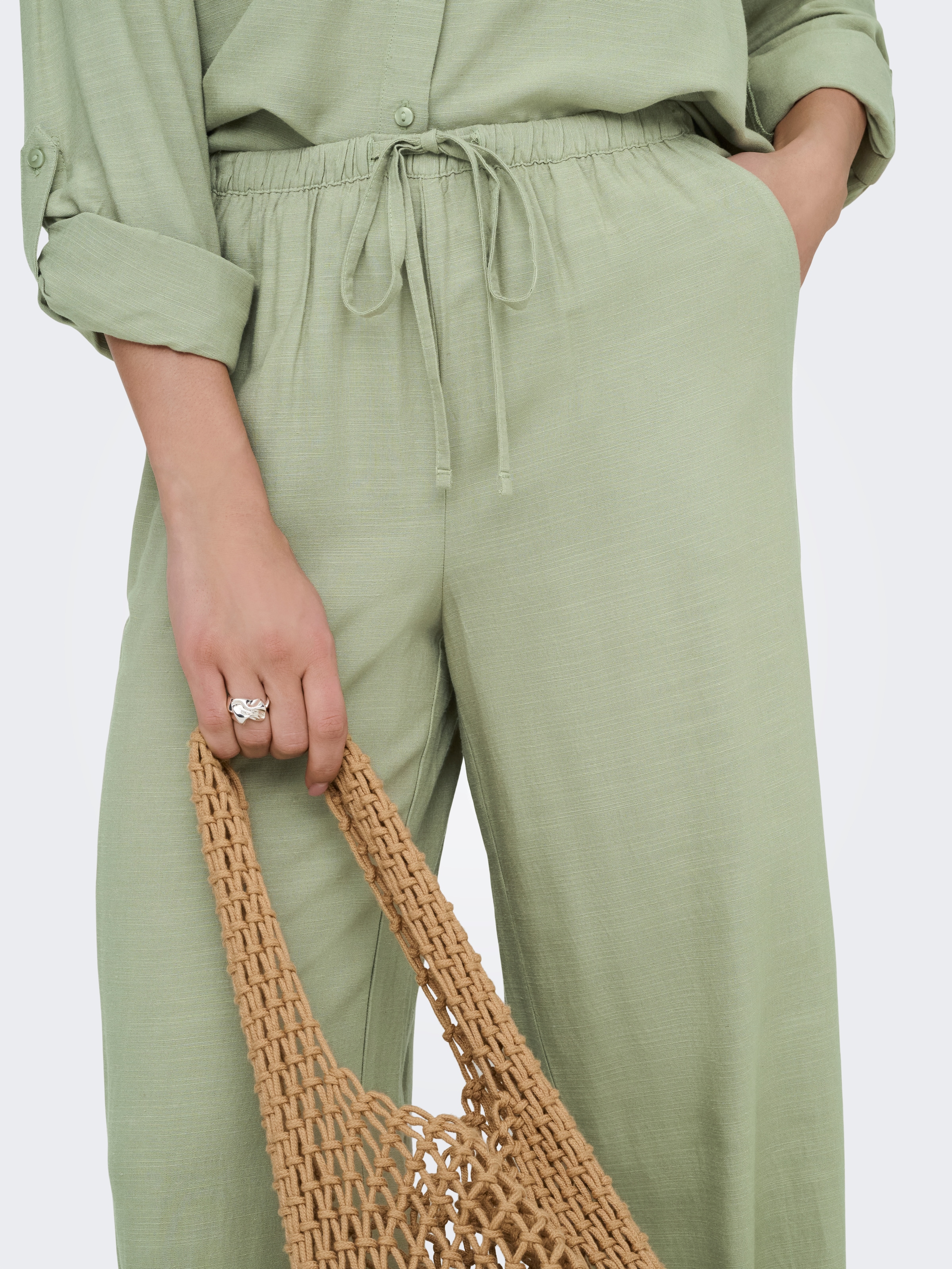 JDY Pantalon à enfiler »JDYCAYA LINEN MW PANT WVN DIA«  Pantalon d'été en lin