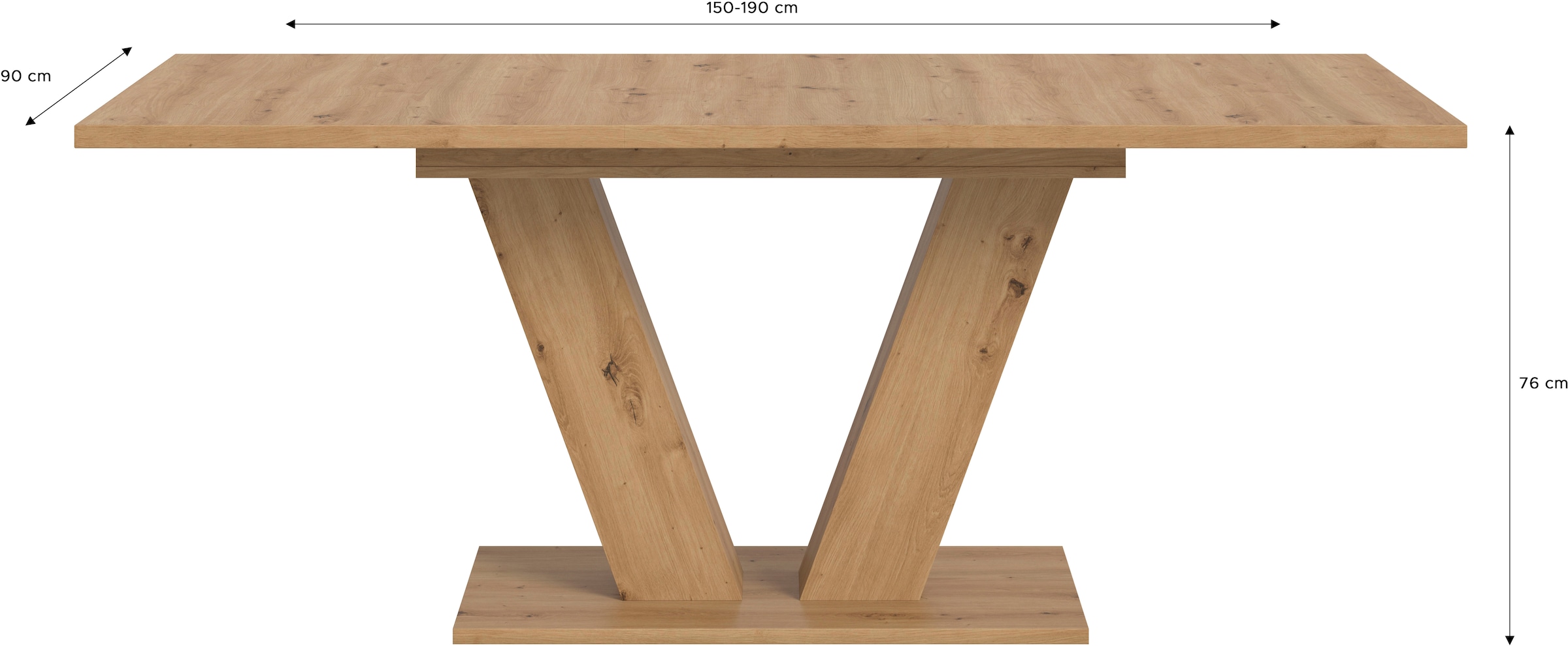 INOSIGN Esstisch »Motus, ausziehbar 150 -190 cm, inklusive 40 cm Einlegeplatte« Set, 1 Stk. tlg. V-Gestell mit Bodenplatte, Tisch, Küchentisch, Esszimmer, Küche