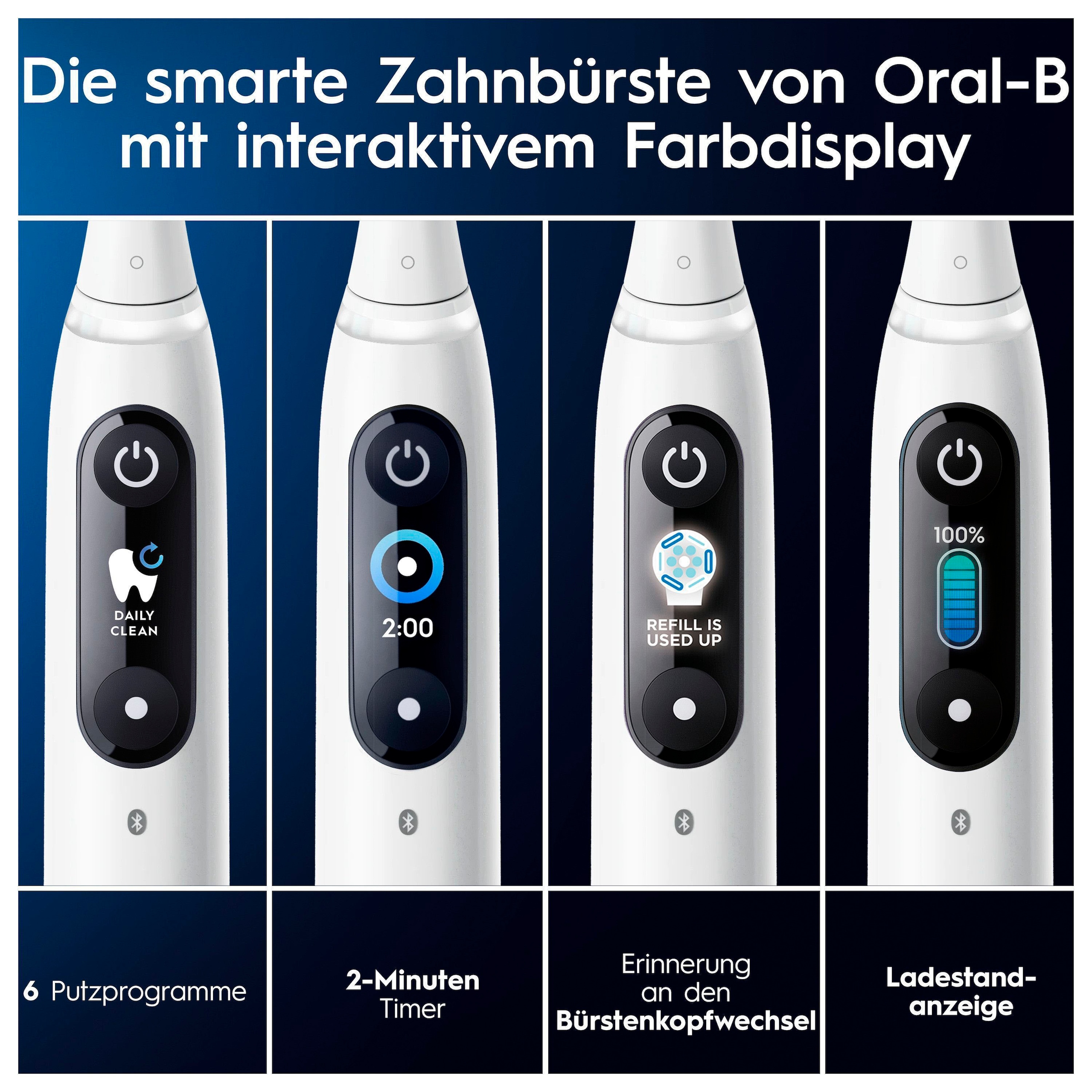 Oral-B Elektrische Zahnbürste »iO 8« 2 Stk. Aufsteckbürsten mit Magnet-Technologie, 6 Putzmodi, Farbdisplay & Reiseetui