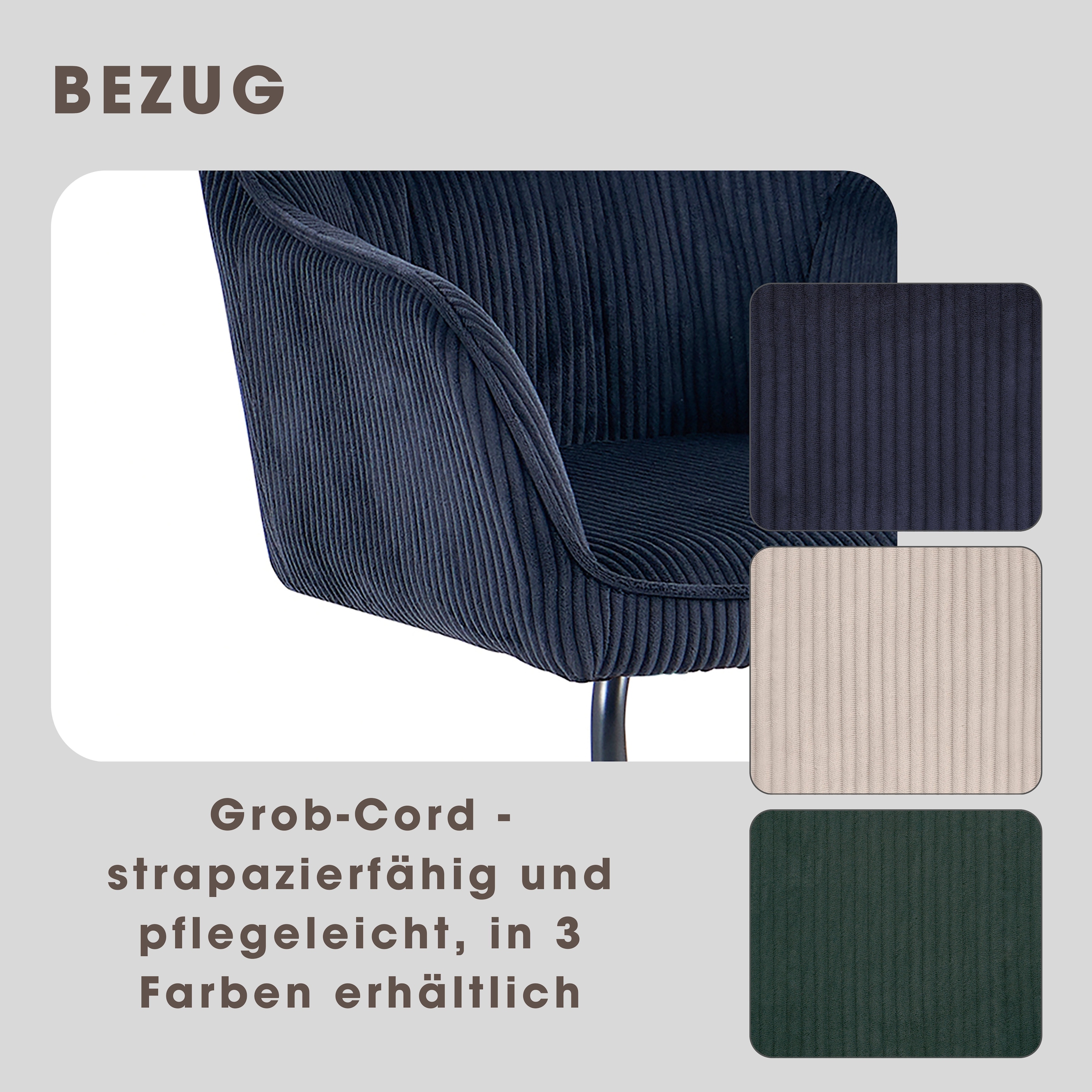 byLIVING Chaise cantilever »ELBA« (Ensemble) 2 cuisGrob-Cord, 110 kg, 180° drehbar Rückholfunktion, Schwingstuhlgestell