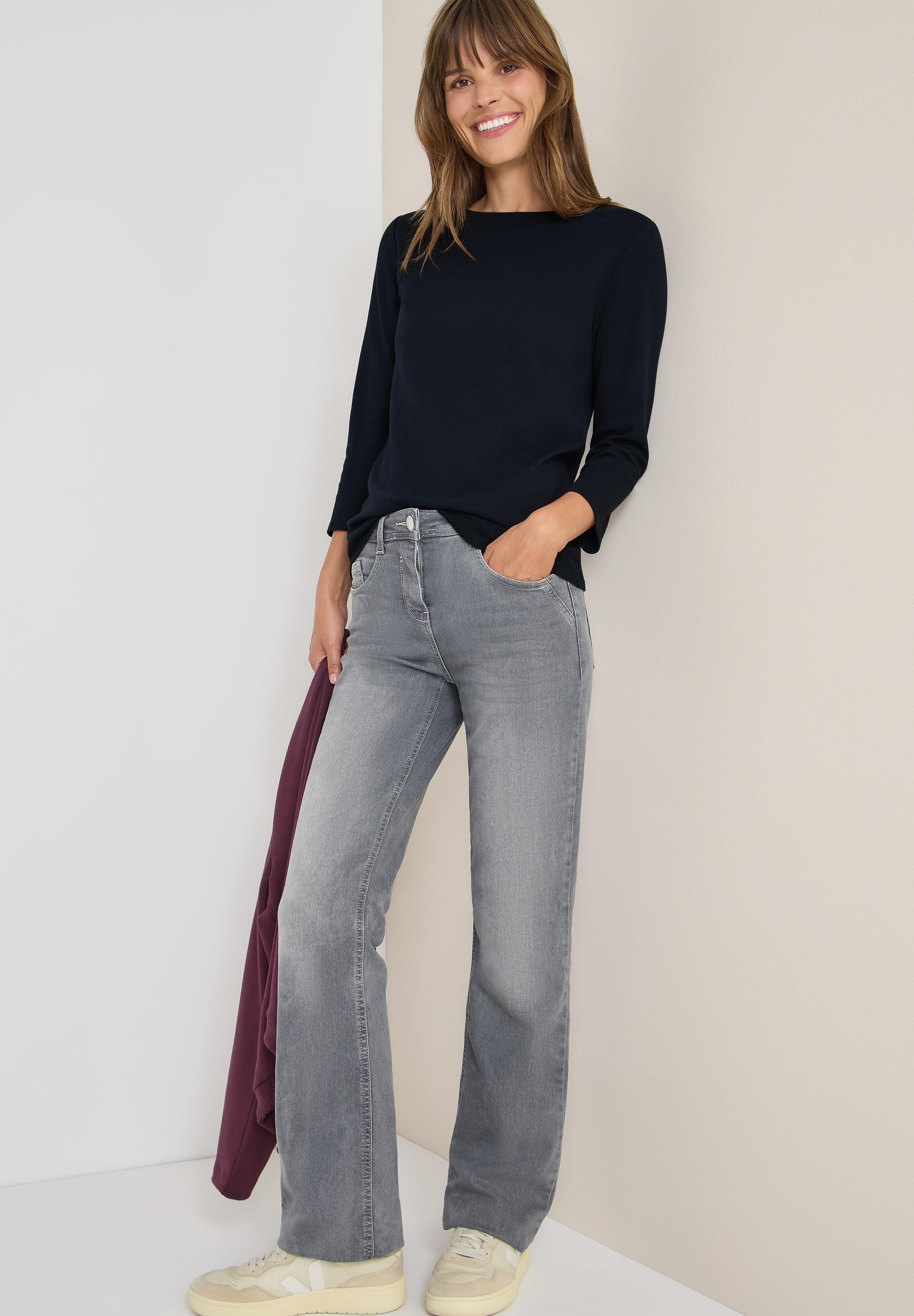 Cecil 3/4-Arm-Shirt , mit U-Boot-Ausschnitt