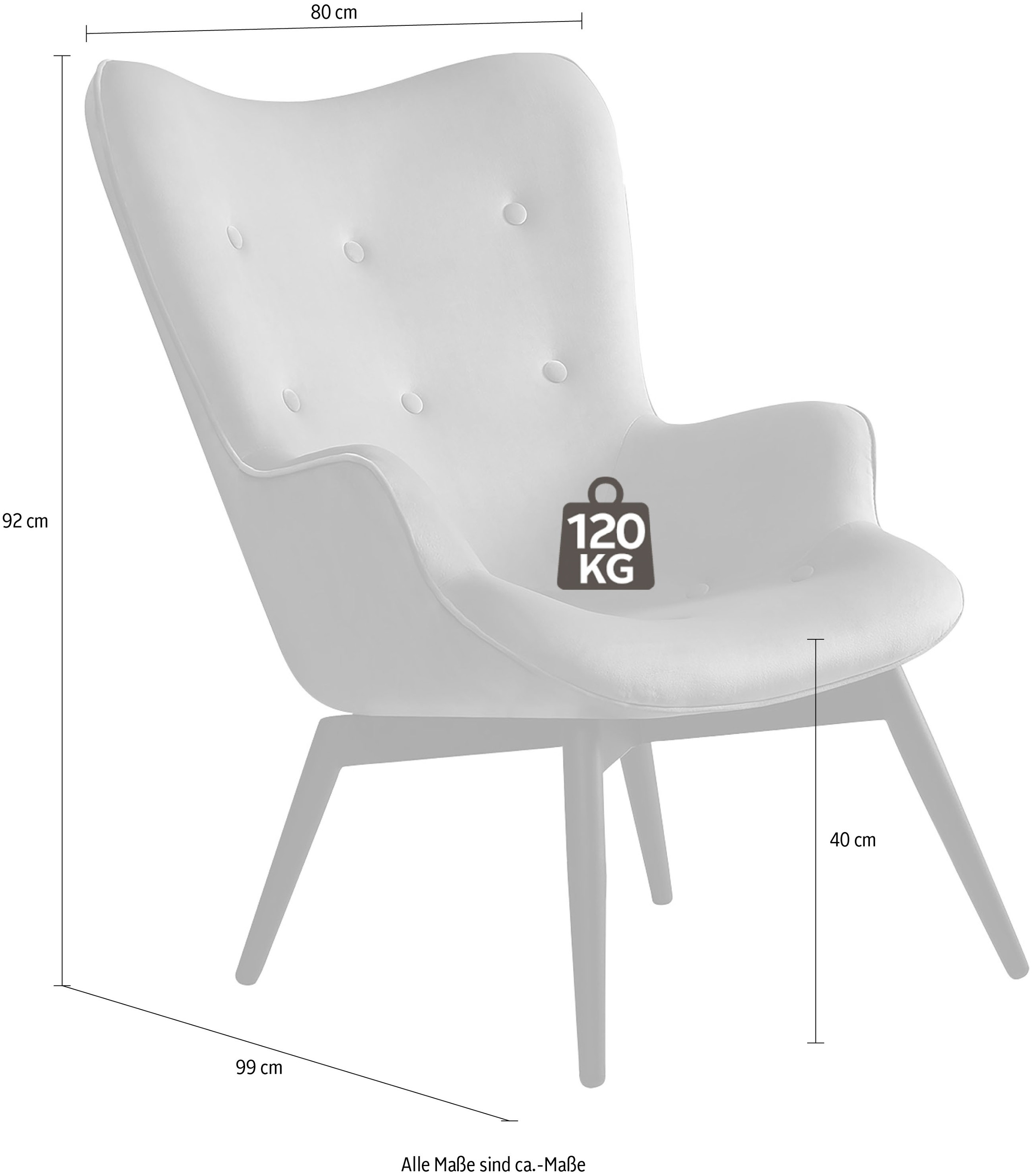 SalesFever Sessel »Komfortabler Relaxsessel zum Entspannen« 1 Stk. tlg. Zierknöpfe in der Rückenlehne