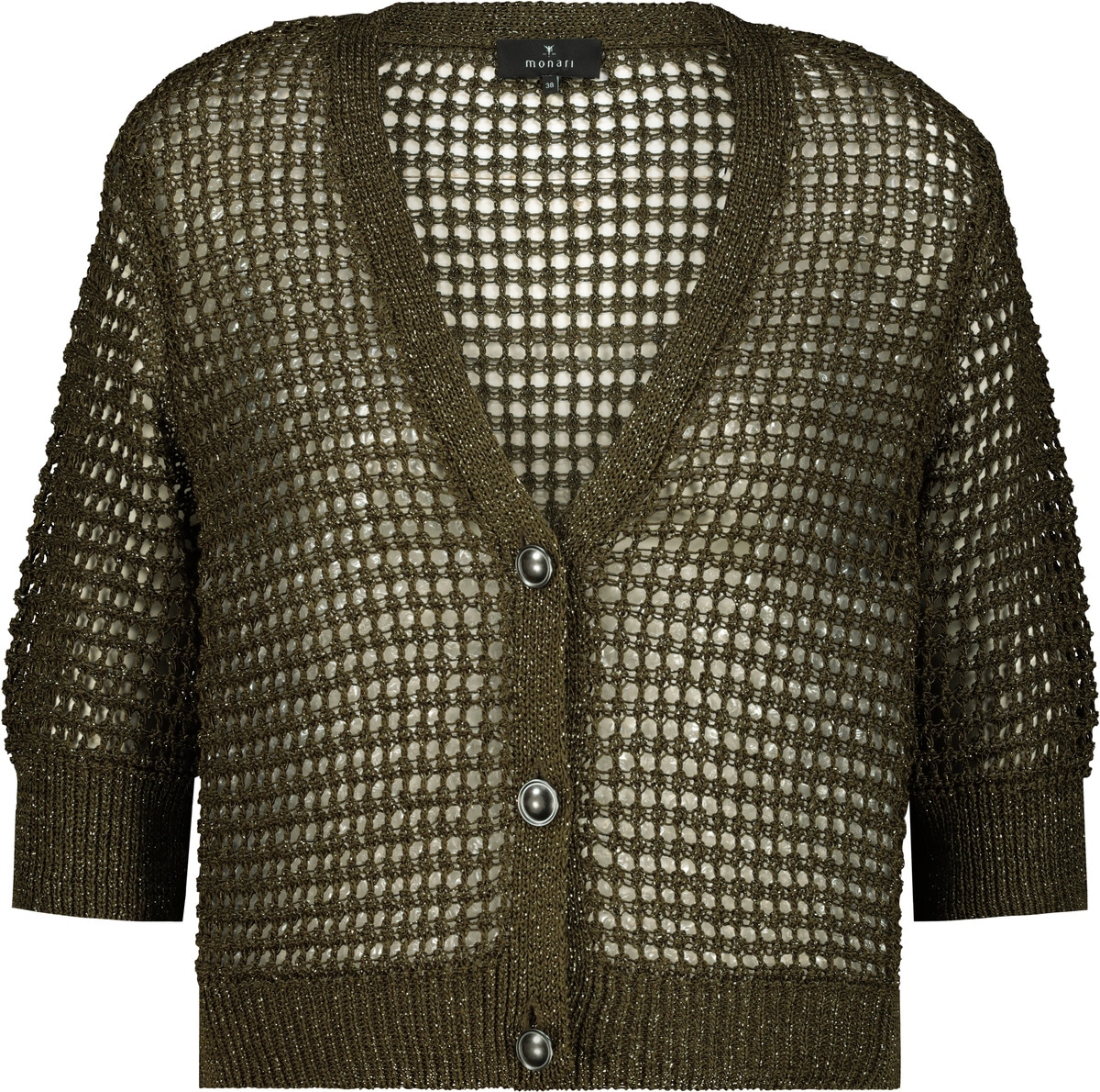 Monari Veste en tricot »Jacke Strick Glanzbändchen« Regular fit mit V-Ausschnitt