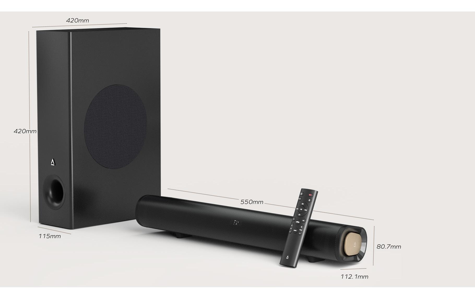 Creative Soundbar »Stage Pro, Soundbar mit Subwoofer 2.1-Soundbar mit Dolby Audio« ( ) HDMI Arc, USB Audio, Optical, Aux-in