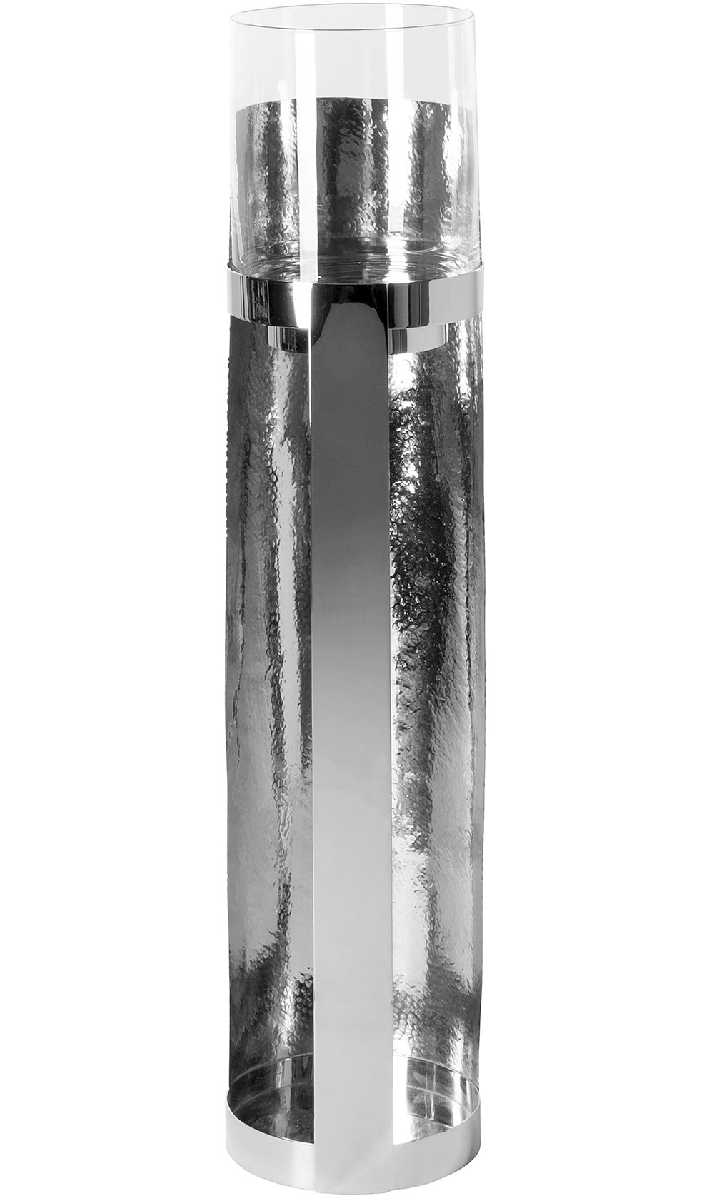 Fink Photophore »MANIAC« Bougeoir, colonne en acier inoxydable, avec cylindre en verre