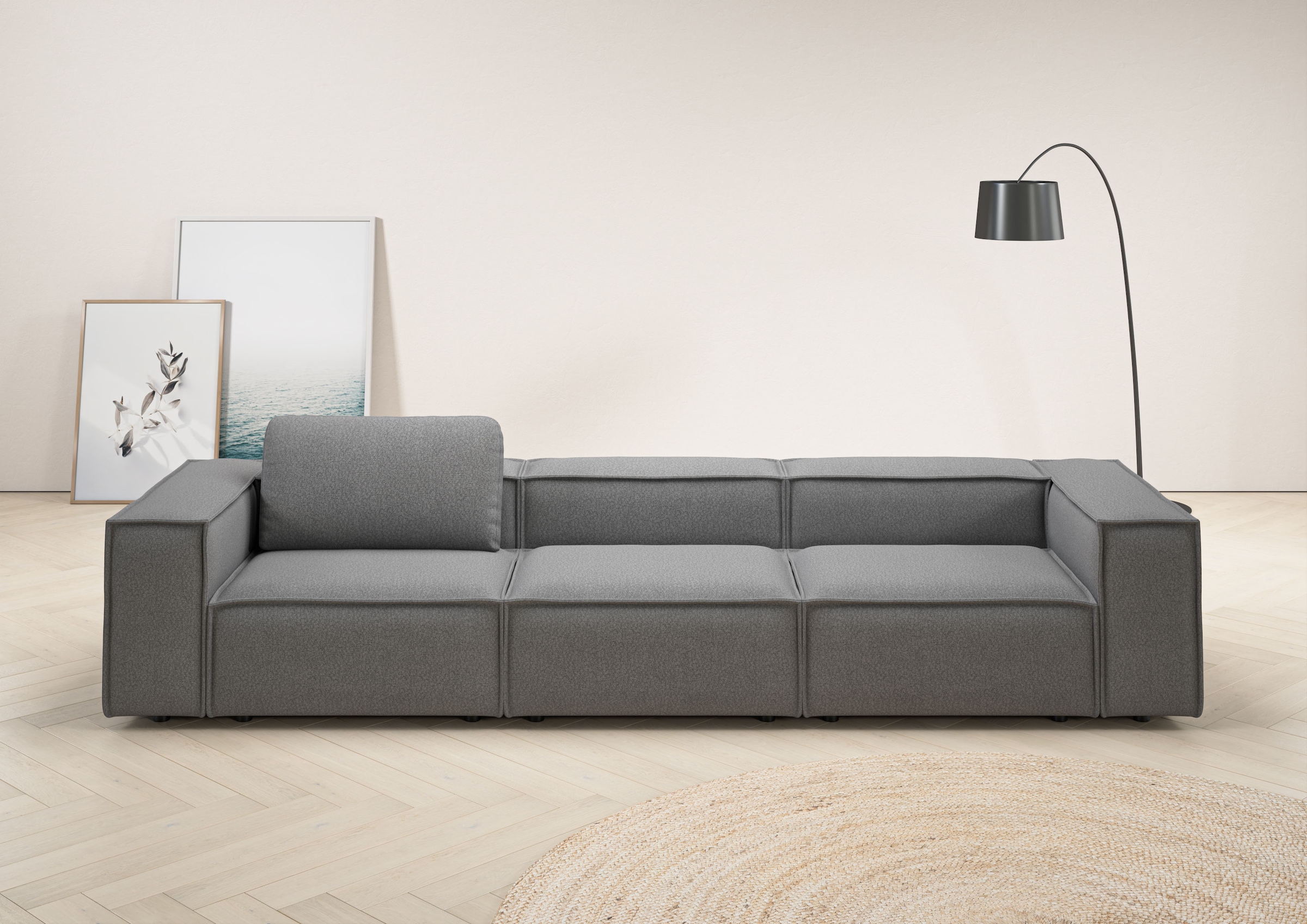 Home affaire 3,5-places »Watertown, modernes Big-Sofa XXL, 336 cm Breite, Japandi Design« énorme canapé design avec beaucoup d'espace & revêtements doux dans des couleurs tendance