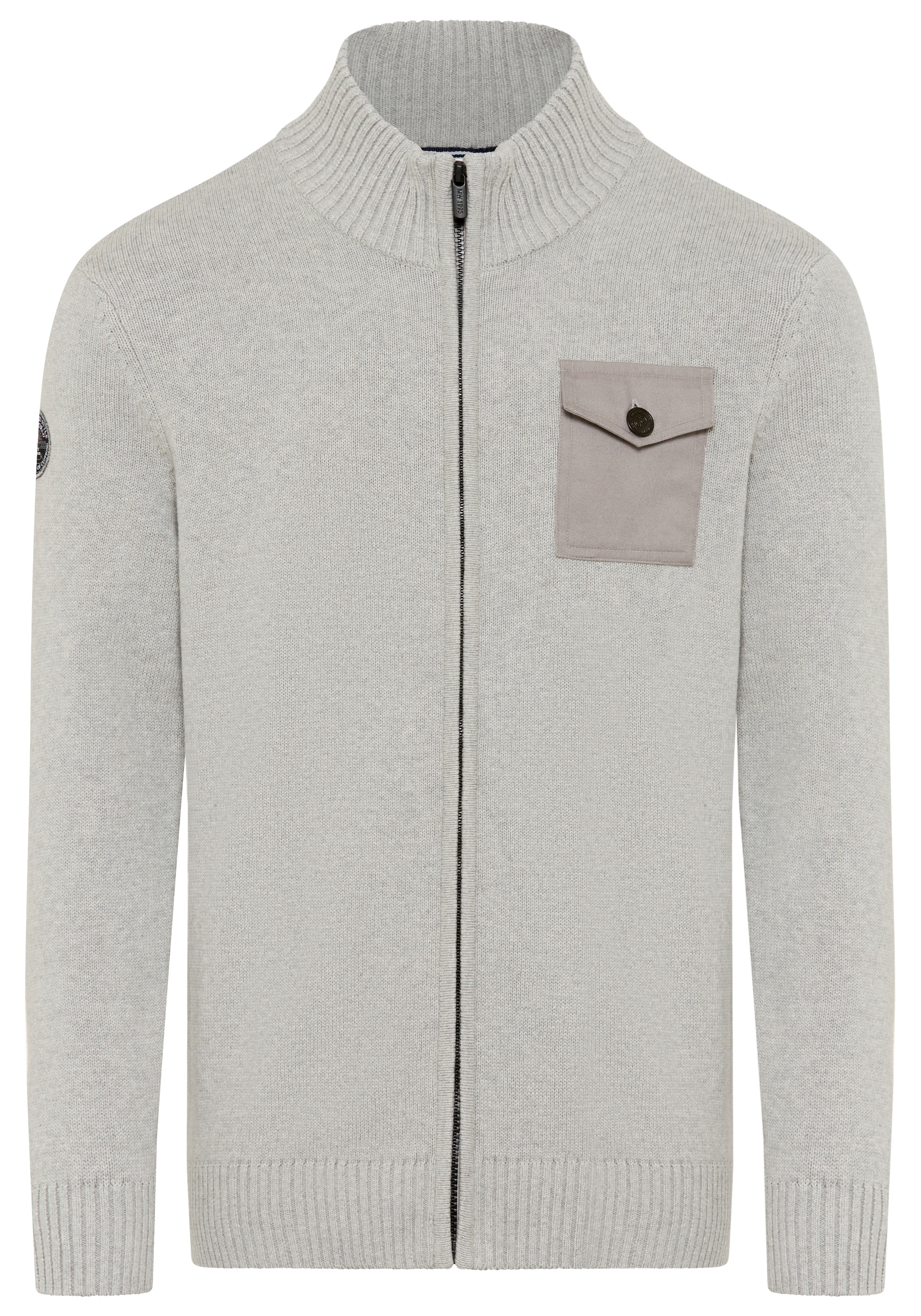 Man's World Strickjacke »Neue Kollektion! Highlight mit Brusttasche und Badge« casual Stil, mit Reissverschluss, Langarm, melierte Optik