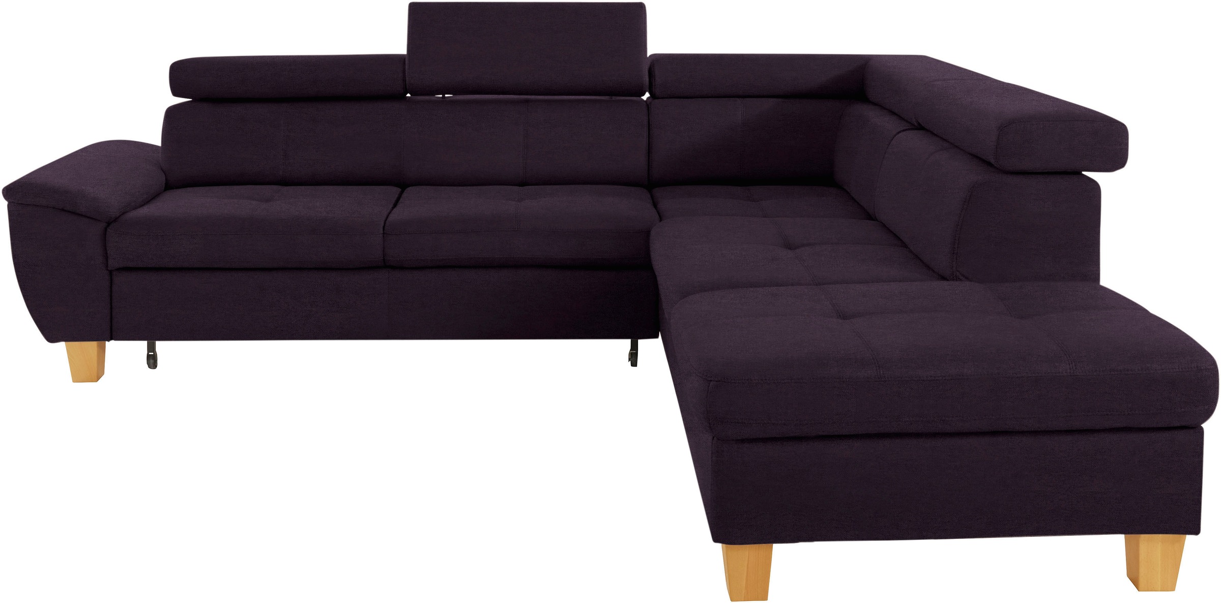 exxpo - sofa fashion Ecksofa »Enya, hoher Sitzkomfort, Breite 266cm, bequem, 12cm hohe Füsse, L-Form« mit Kopfteilverstellung, wahlweise Bettfunktion u. Bettkasten
