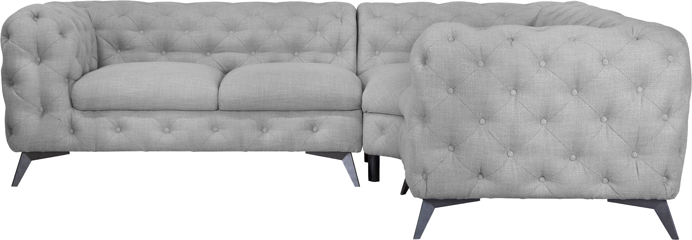 Home affaire Chesterfield-Sofa »Ecksofa GLYNIS L-Form mit Wellenunterfederung, Masse B/T/H 264/264/75cm« aufwändige Knopfheftung, moderne Chesterfield Optik, Fussfarbe wählbar