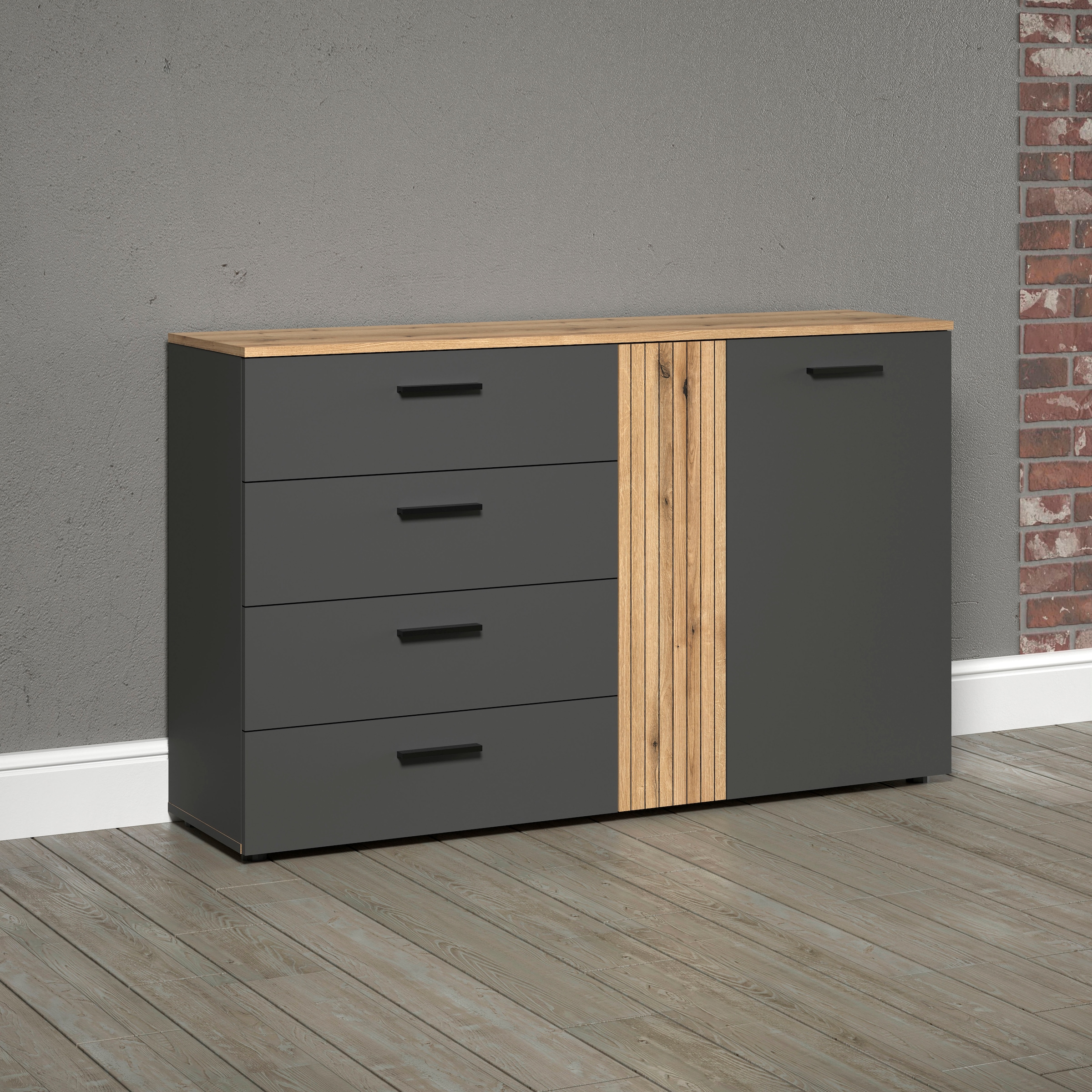Home affaire Commode »Estepona« 1 cuis tlg. Sideboard mit voll ausziehbaren Schubladen - (B/T/H) 139/38/86 cm