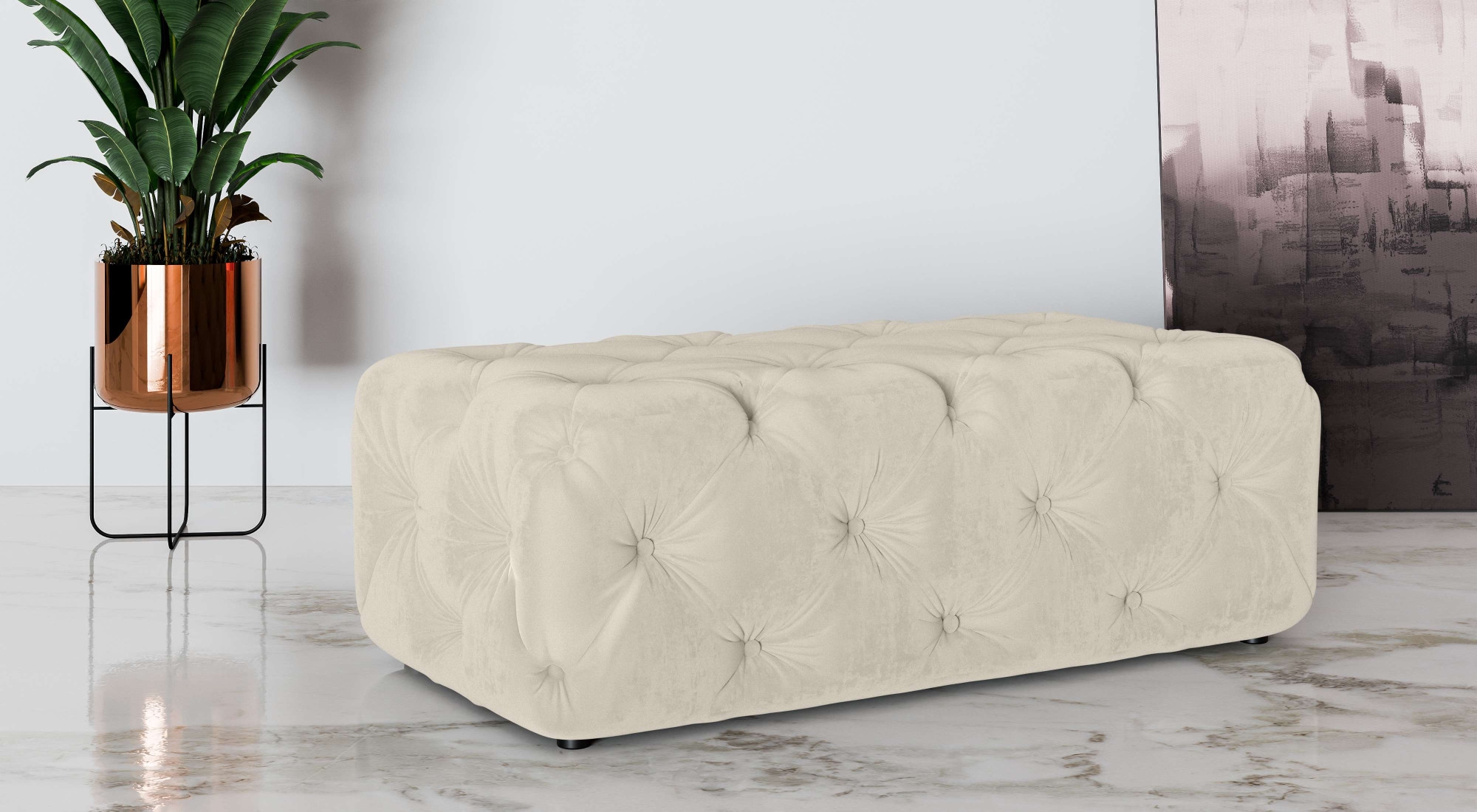 Home affaire Tabouret rembourré »FOLLINA« tabouret rembourré avec capitonnage classique Chesterfield