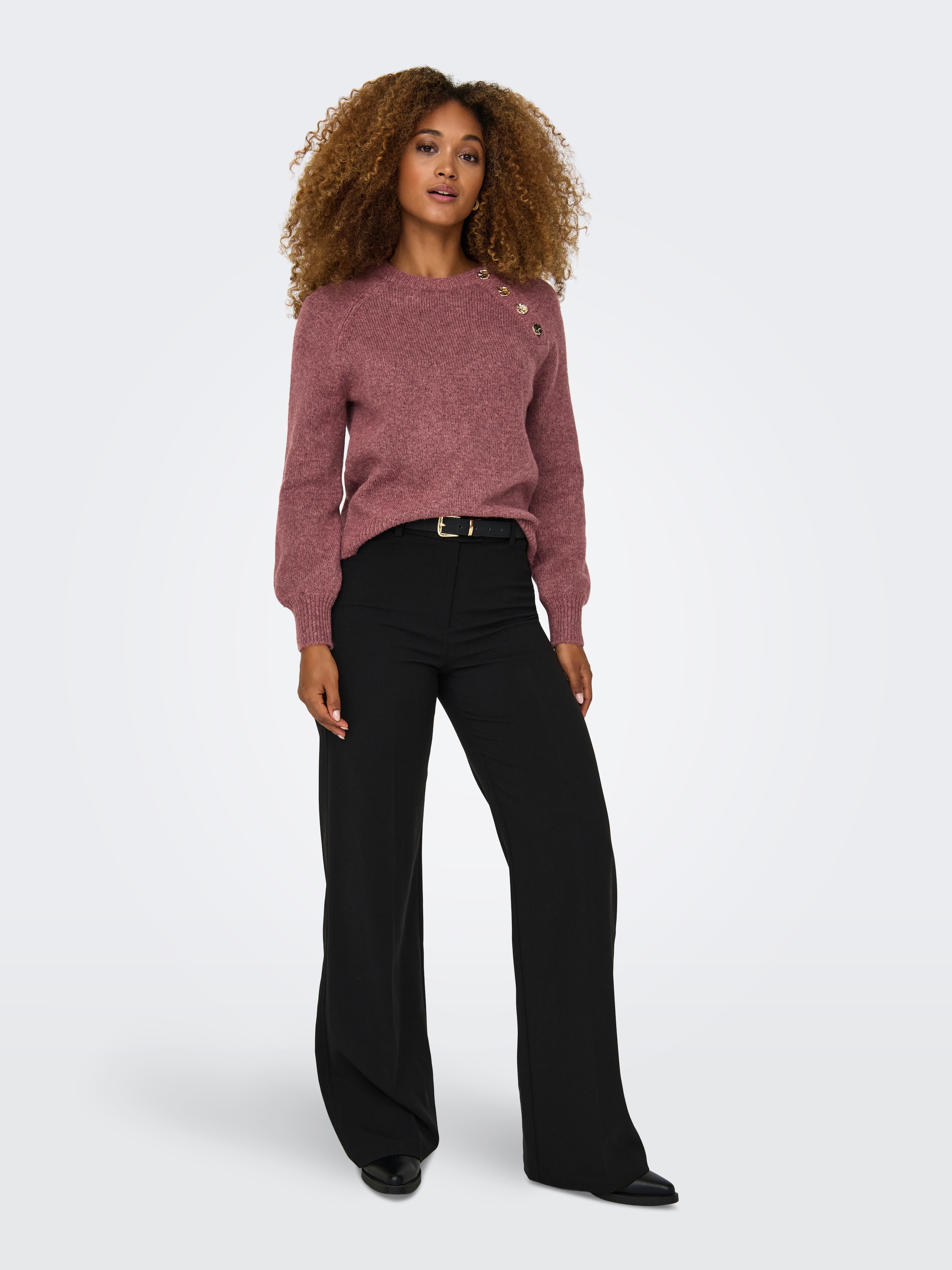 ONLY Pull à col rond »ONLEMMA LS BUTTON ONECK EX KNT« Kunstfaser, regular fit