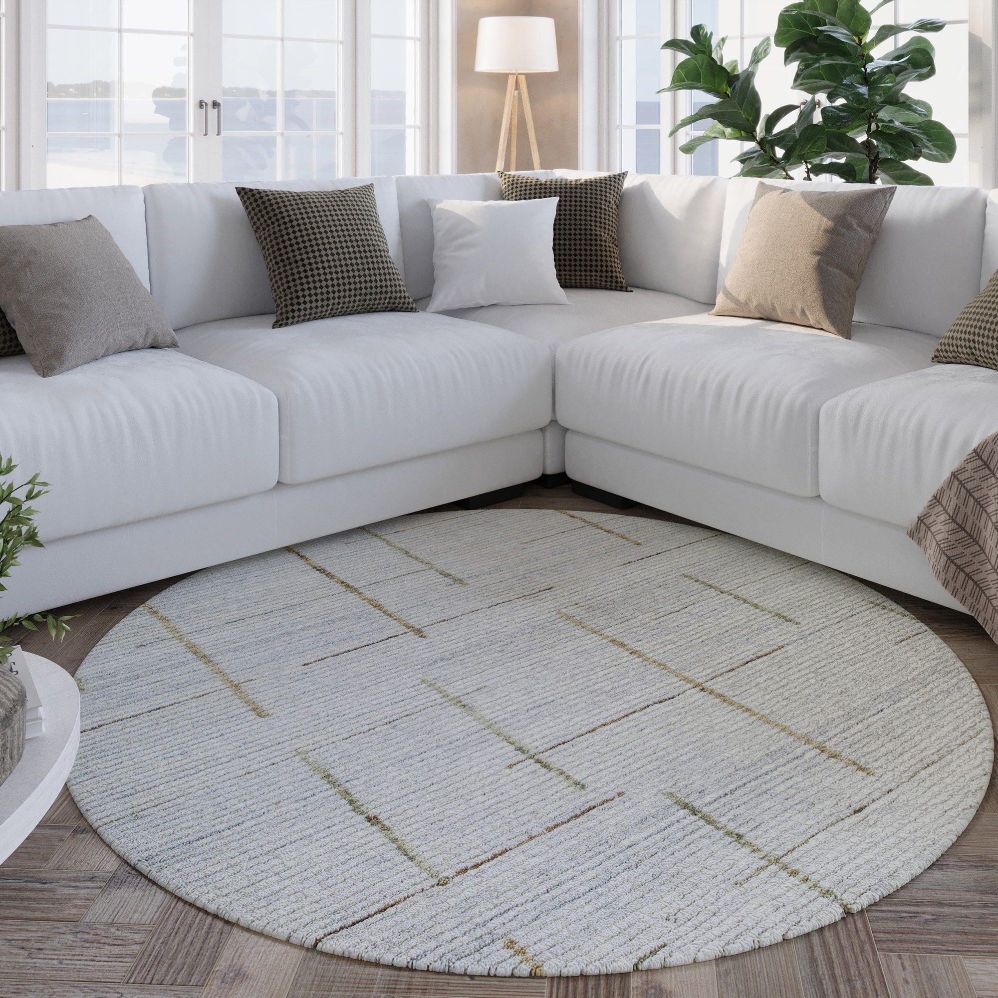 Wecon home Teppich »Hamptons TWENTYTWO« rund 10 mm Höhe Fasermix, Kurzflor, Wohnzimmer, elegant, geometrisches Muster