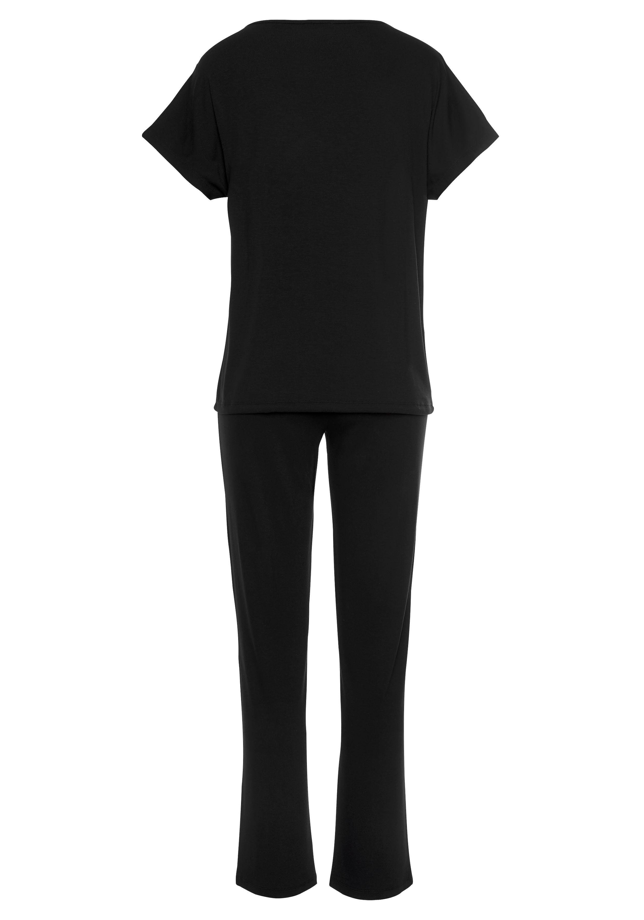 LASCANA Pyjama 2 tlg. mit Spitze und Saumbändchen