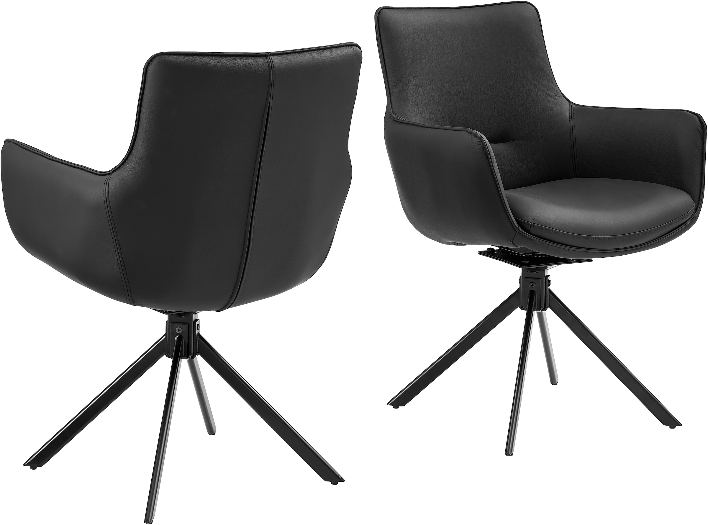 GOODproduct Chaise pivotante (Ensemble) 2 cuisRevêtement en cuir naturel, cadre en fer pivotant à 360°