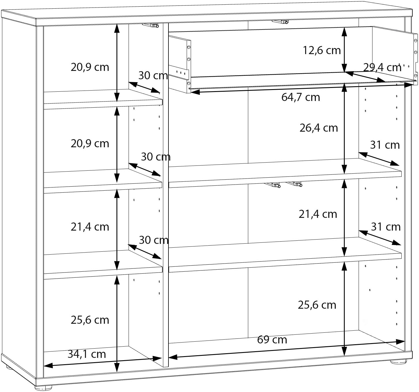 FORTE Armoire à chaussures »Alice Springs« L/H/P 109,2/99,1/34,9 cm Push to open, 20 paires de chaussures