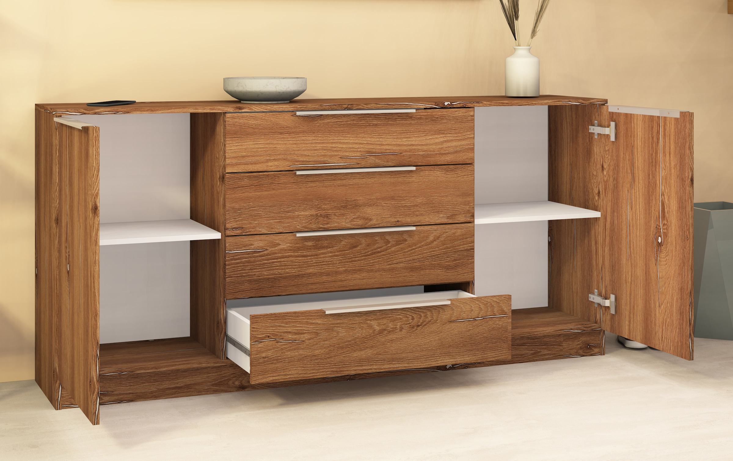 borchardt Möbel Commode »Oliva, Kommode mit Metallgriffen« mit 4 Schubkästen