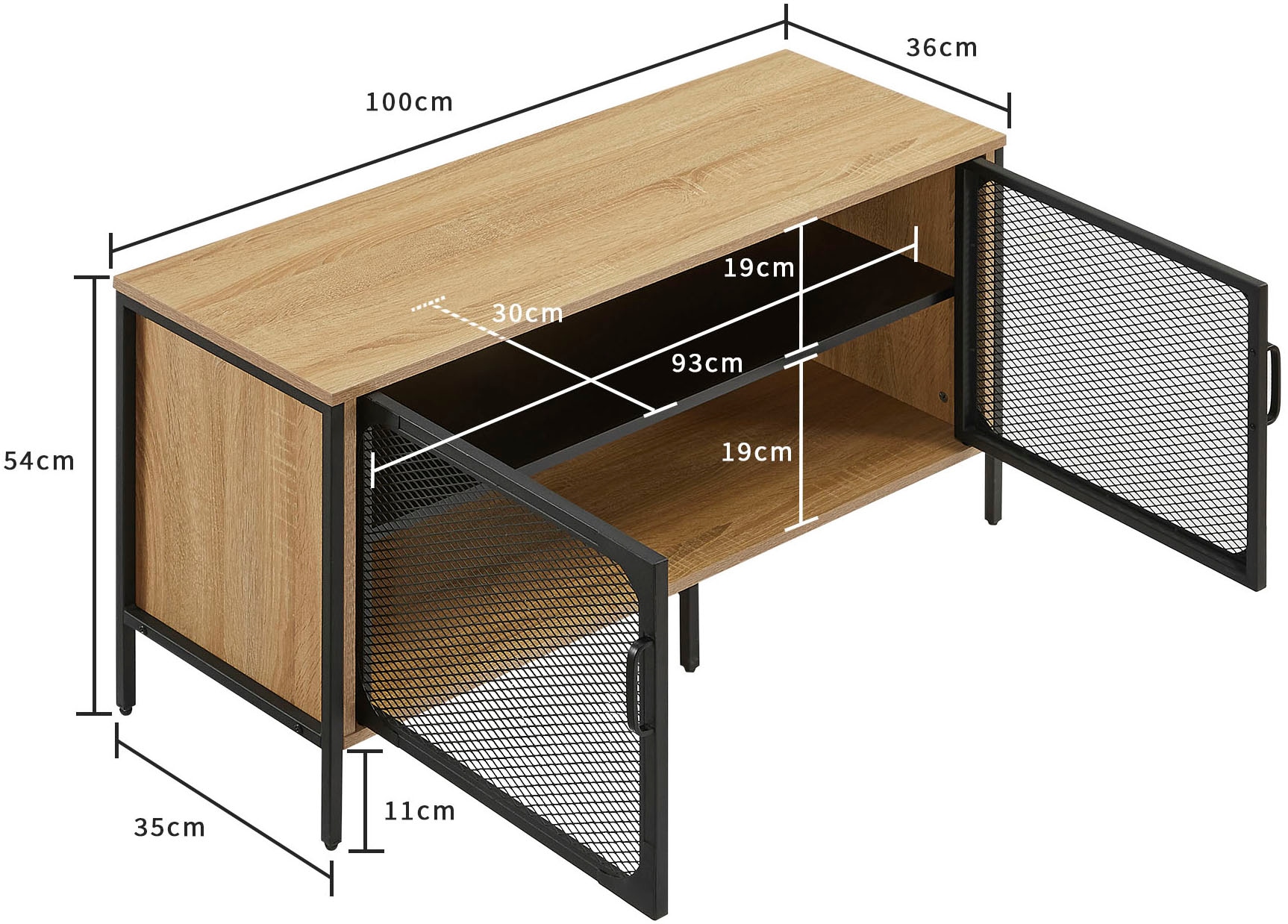 GOODproduct TV-Board »Amance« mit natürlichen ABS-Kanten und langlebigem Metallgestell