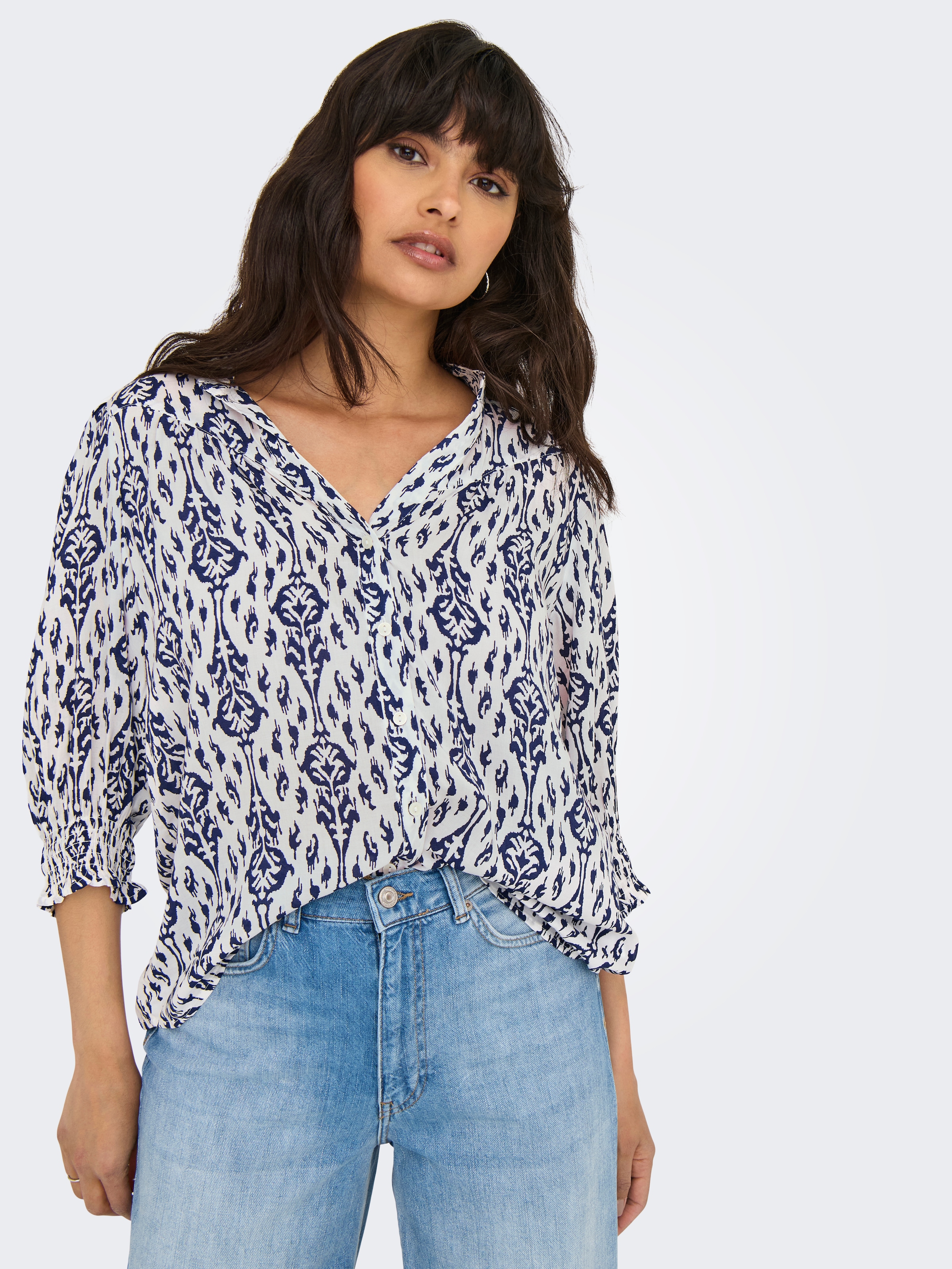 ONLY Kurzarmbluse »ONLRAYA 3/4 SHIRT WVN NOOS« Viskose, regular fit