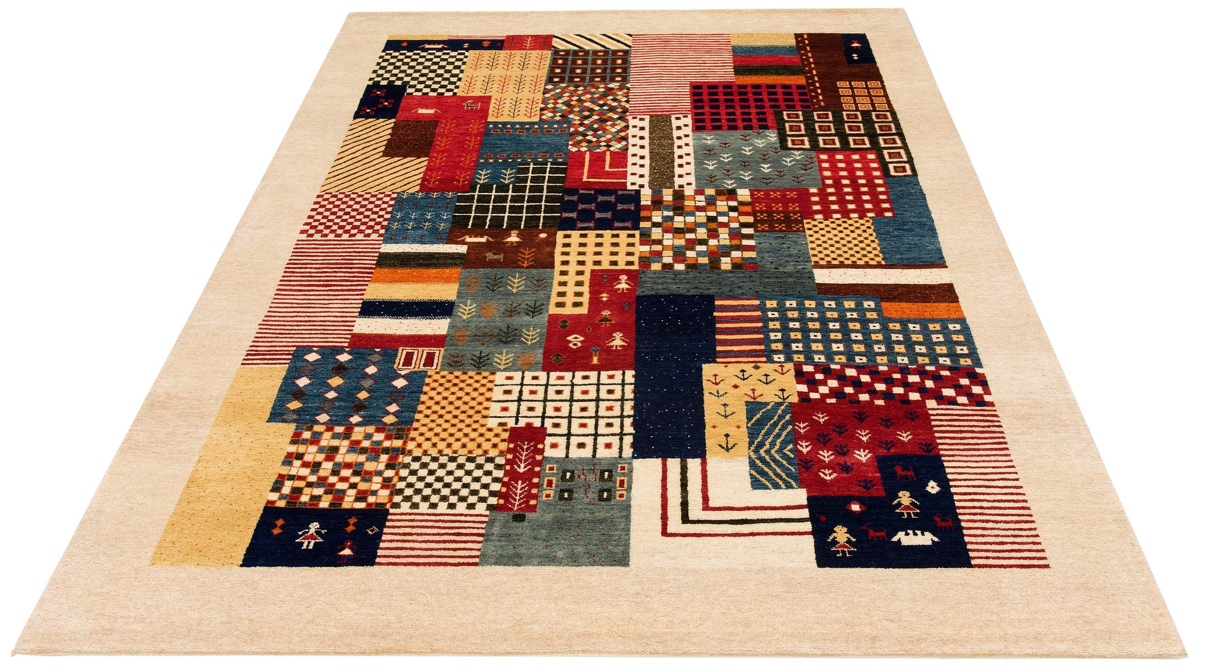 my home Tapis en laine »Felia« Rectangulaire 12 mm Höhe reine Wolle, handgewebt, mit Bordüre