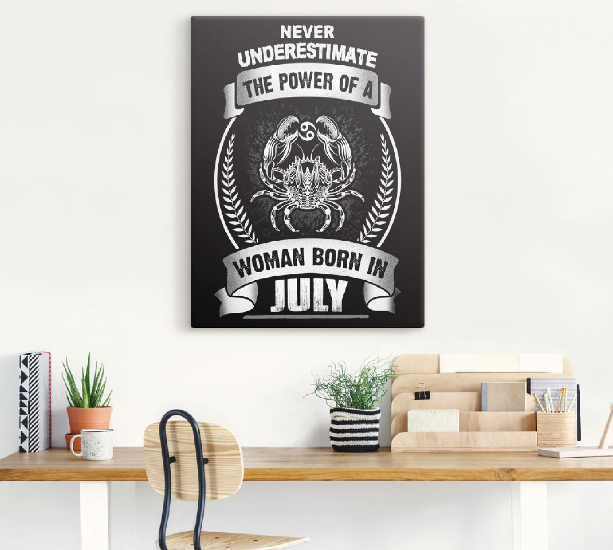 Artland Leinwandbild »Sternzeichen Mottospruch Juli« Sprüche & Texte 1 Stk. tlg. auf Keilrahmen gespannt