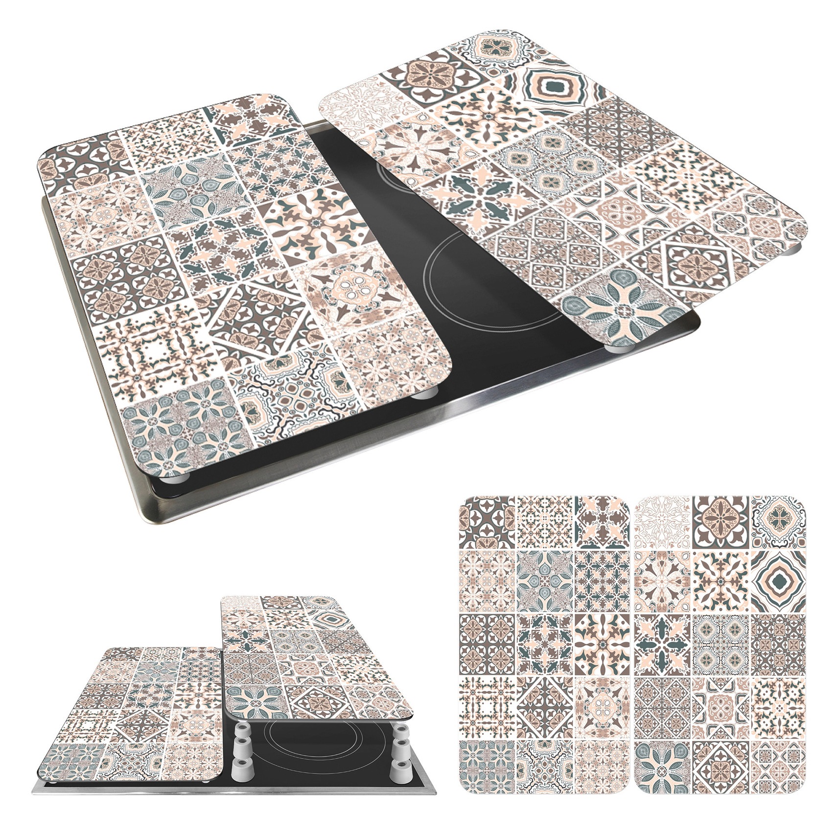 WENKO Herd-Abdeckplatte »Universal Modell Kachel« Herdabdeckung für alle Herdarten, kratzfest, mit rutschfesten Füssen