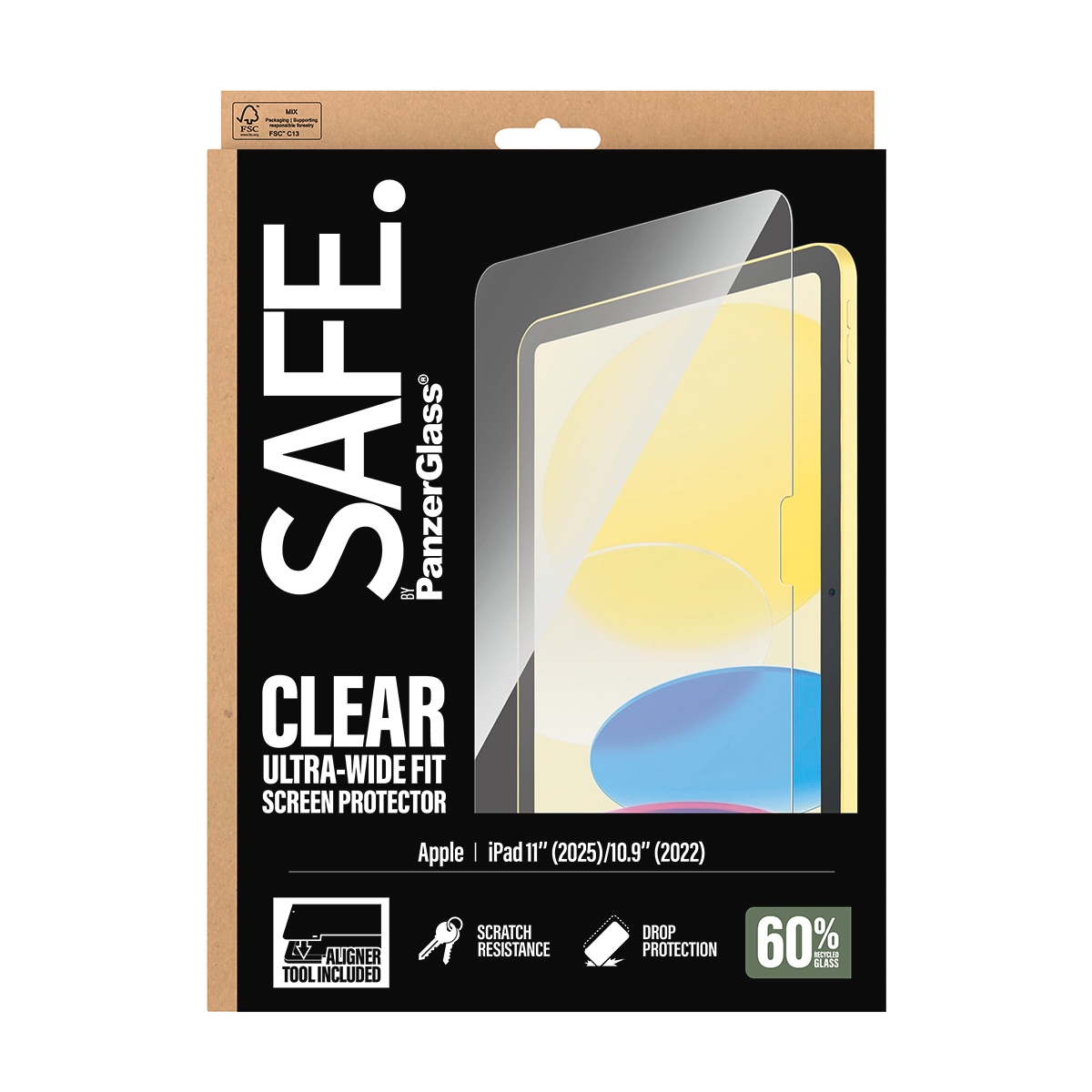 SAFE by PanzerGlass Verre de protection d'écran »Ultra-Wide Fit Screen Protector« für Apple iPad 11" (11. Gen) Displayschutzfolie, Schutzfolie, Bildschirmschutz, kratz- & stossfest