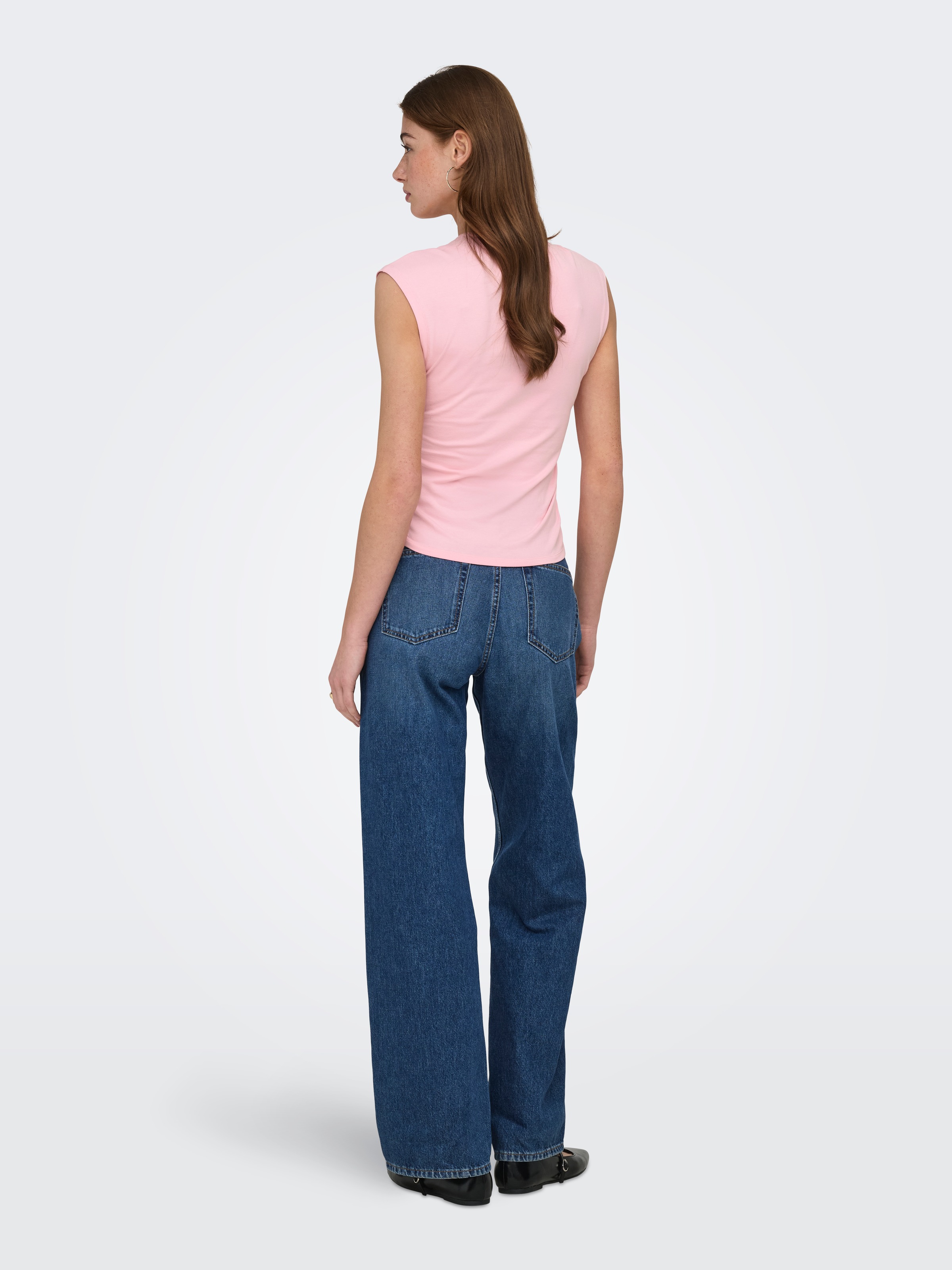 ONLY Haut de chemise »ONLMIRA CAPSL RUCHING TOP JRS NOOS« mélange de coton, regular fit, col rond