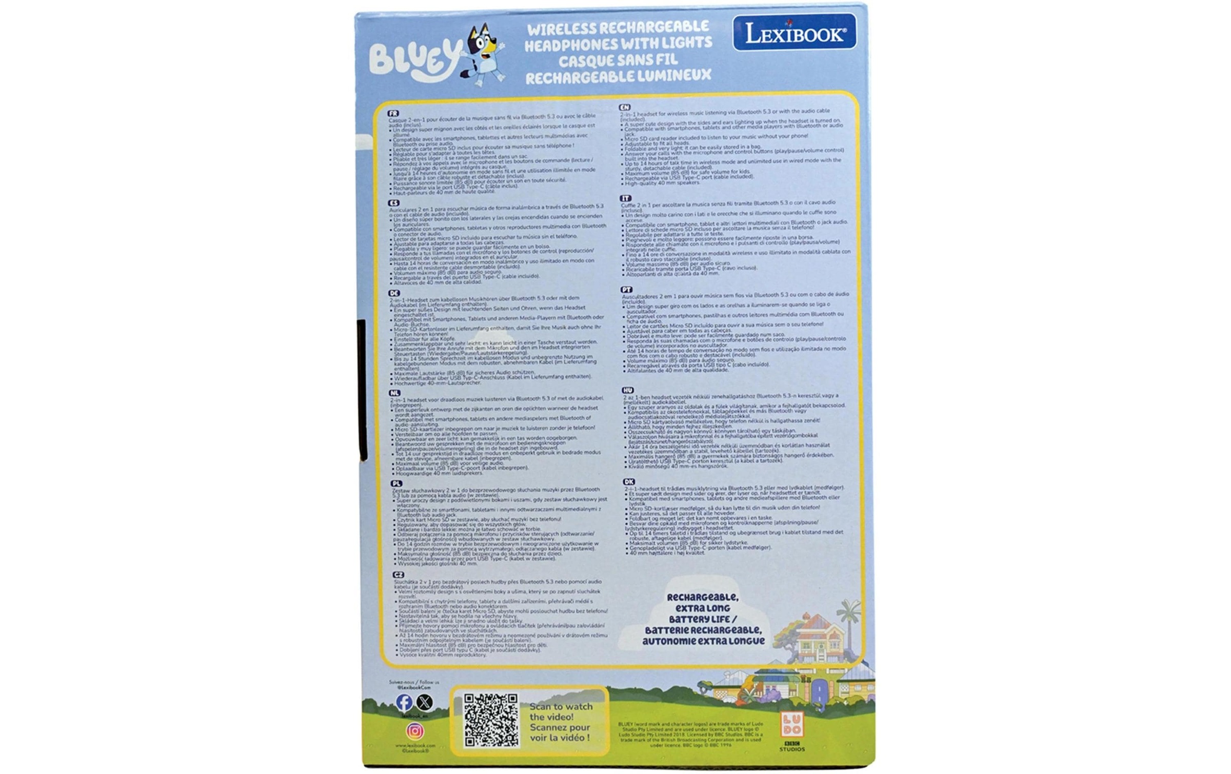 Lexibook® Écouteurs Bluetooth »3D Bluey Bluetooth«