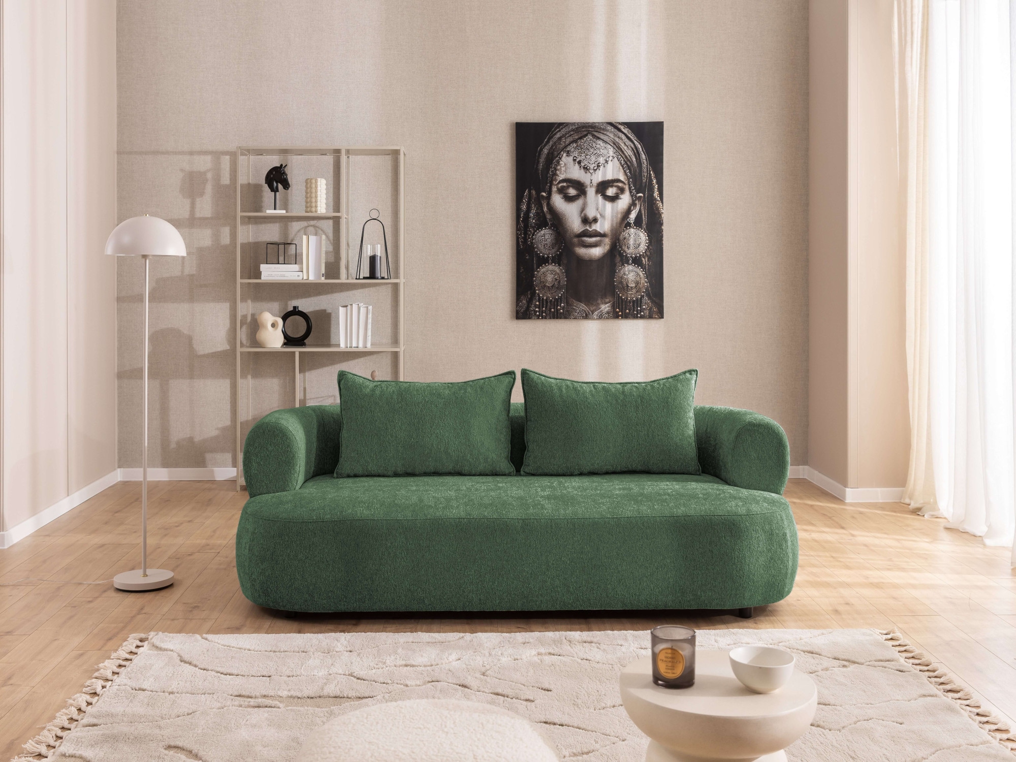 Home affaire 3-places »LUSSAC 3-Sitzer Design-Sofa mit Zierkissen, Masse B/T/H: 202/123/78 cm« hoher Sitzkomfort und modernes Design, Sofa ohne Bettfunktion