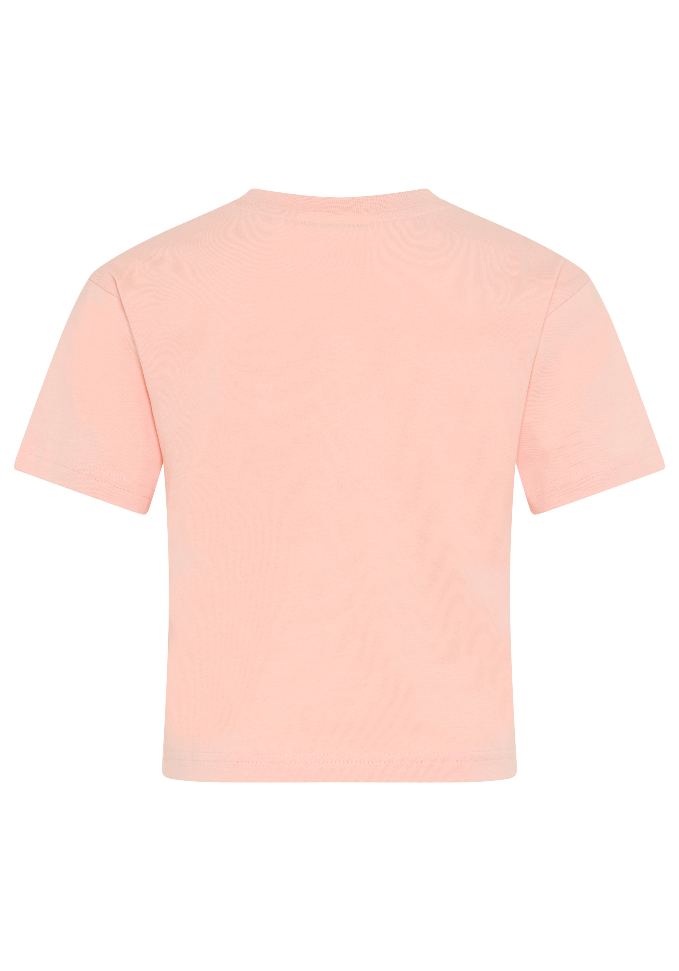KIDSWORLD T-Shirt »mit süssen Druck und Häckelblumen« lässige Passform, Kurzarm, geblümt, mit Häkelapplikation
