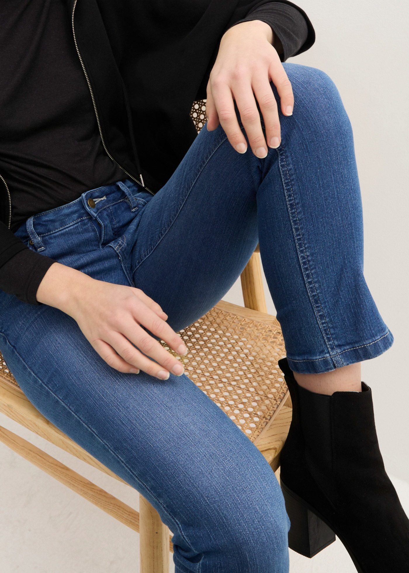 bonprix 7/8-Jeans mit Used-Effekt, schmale Passform, 7/8-Länge, aus Stretch-Material